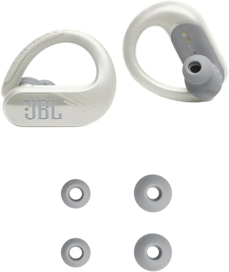 هدفون ورزشی بی سیم JBL Endurance Peak 3 ضد آب و گرد و غبار، صدای JBL Pure Bass، باتری 50 ساعته، Ambient Aware & Talk Thru، فناوری 4 میکروفون، طراحی Powerhook - سفید، JBLENDURPEAK3WT