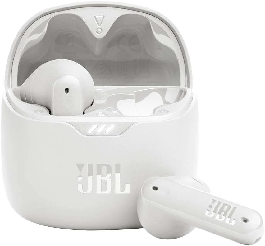 هدفون بی سیم حذف نویز JBL Tune Flex، بیس خالص، ANC + محیط هوشمند، 4 میکروفون، 32 ساعت عمر باتری، مقاوم در برابر آب و عرق، تناسب راحت سفید، JBLTFLEXWHT، استاندارد