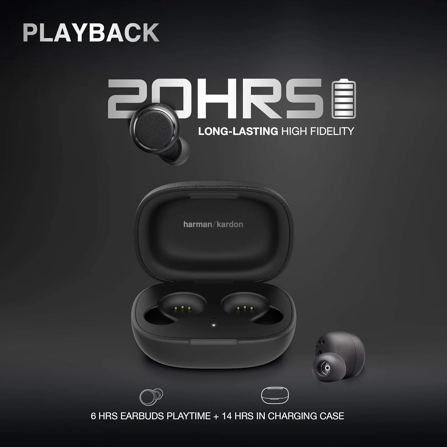 هدفون بی‌سیم بلوتوثی داخل گوشی Harman Kardon FLY TWS با دستیار گوگل و آمازون الکسا، تا 20 ساعت پخش موسیقی - تصویر 3
