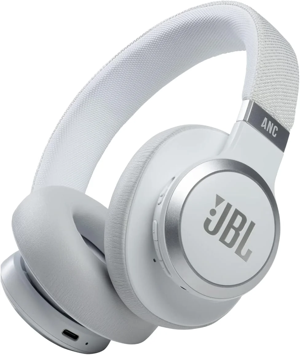 هدفون بی سیم روگوشی JBL Live 660NC با قابلیت حذف نویز، صدای قدرتمند JBL Signature، ANC + Ambient Aware، دستیار صوتی، باتری 50 ساعته، طراحی راحت، کیف حمل - سفید، JBLLIVE660NCWHT