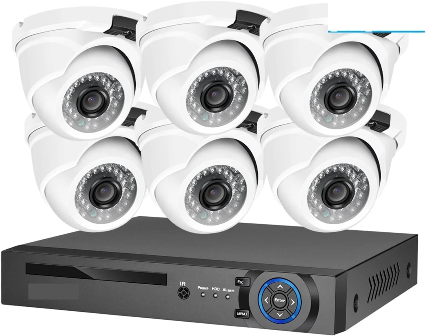 دوربین های امنیتی وای فای بیرونی 4K سیستم امنیتی 8 مگاپیکسل تشخیص چهره ضبط ویدیو NVR کیت گنبدی فلزی بیرونی هوش مصنوعی انسانی (8 کانال NVR 6 دوربین هوش مصنوعی، 4 ترابایت)
