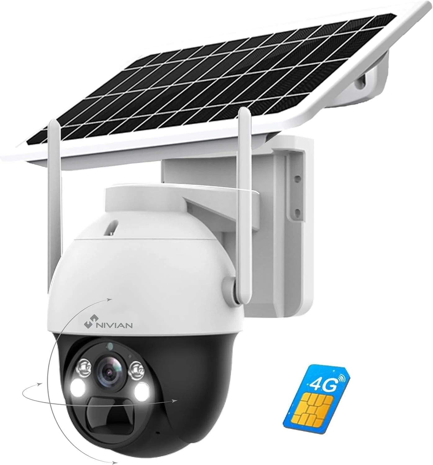 دوربین امنیتی 360 درجه نیویان 4G (سیم کارت) پنل خورشیدی 7 وات - 2K - تشخیص حرکت و انسان - مناسب برای استفاده در فضای باز - دید در شب + ال ای دی - صدای دو طرفه - برنامه EseeCloud