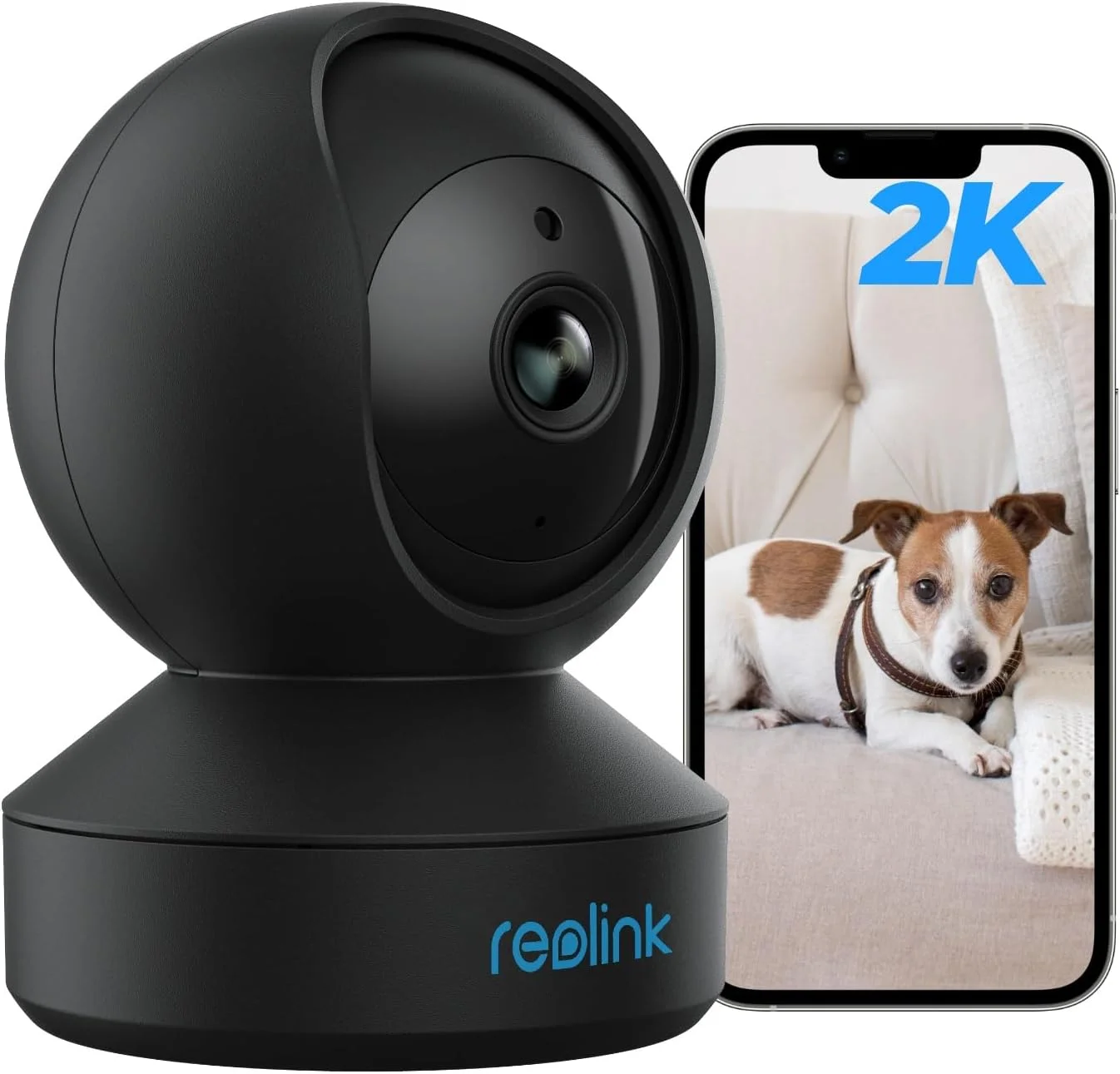 دوربین مداربسته داخلی وای فای رولینک 3MP 2K، دوربین کودک با قابلیت چرخش 360 درجه، دوربین نظارت بر سگ و گربه، دوربین IP خانگی، چرخش افقی و عمودی/دید در شب/صوتی دو طرفه، E1 مشکی