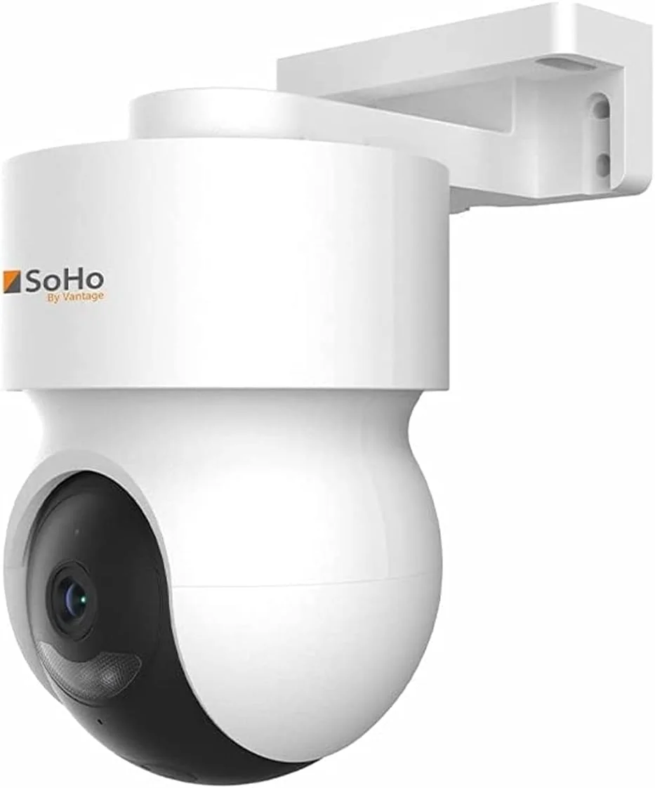 دوربین مداربسته بی سیم چرخشی و شیب دار فضای باز SoHo by Vantage - Sky با قابلیت تشخیص هوشمند انسان، دید در شب مادون قرمز و ردیابی حرکت، مقاوم در برابر آب و هوا، صدای دو طرفه