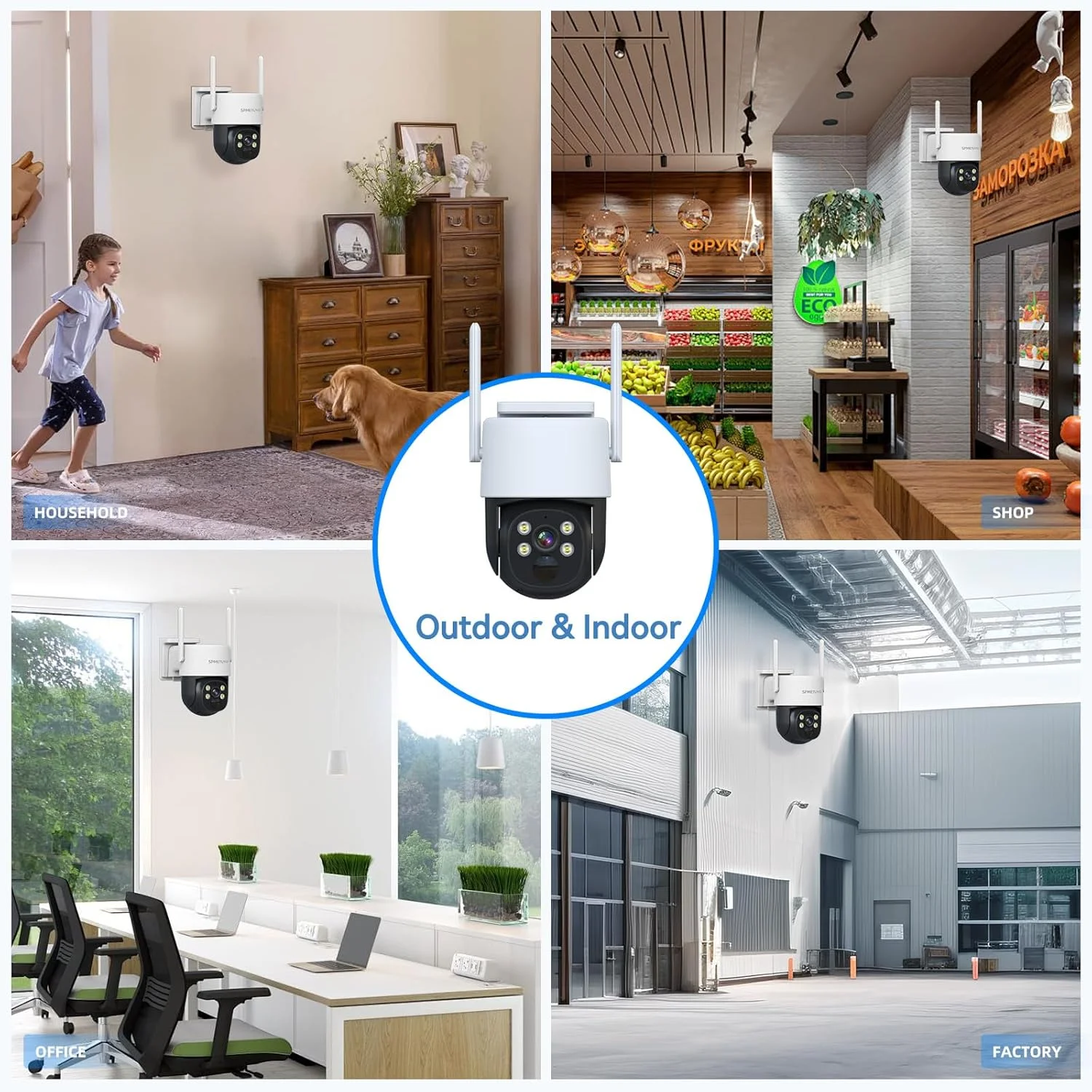 کیت امنیتی NVR وای فای: سیستم بی سیم 360 درجه فضای باز 4 دوربینه با دید در شب 2K/4MP - NVR وای فای 6 با کارت microSD 64 گیگابایتی، ذخیره سازی محلی، وای فای 5G و 2.4G - تشخیص هوش مصنوعی برای محافظت از خانه/خانواده