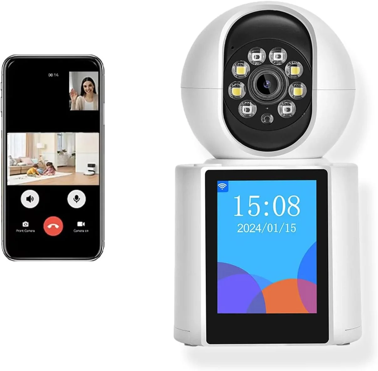 دوربین امنیتی داخلی هوشمند X15 با قابلیت تماس تصویری و اتصال WiFi، نظارت خانگی HD، دید در شب، صدای دو طرفه و پشتیبانی از اپلیکیشن موبایل
