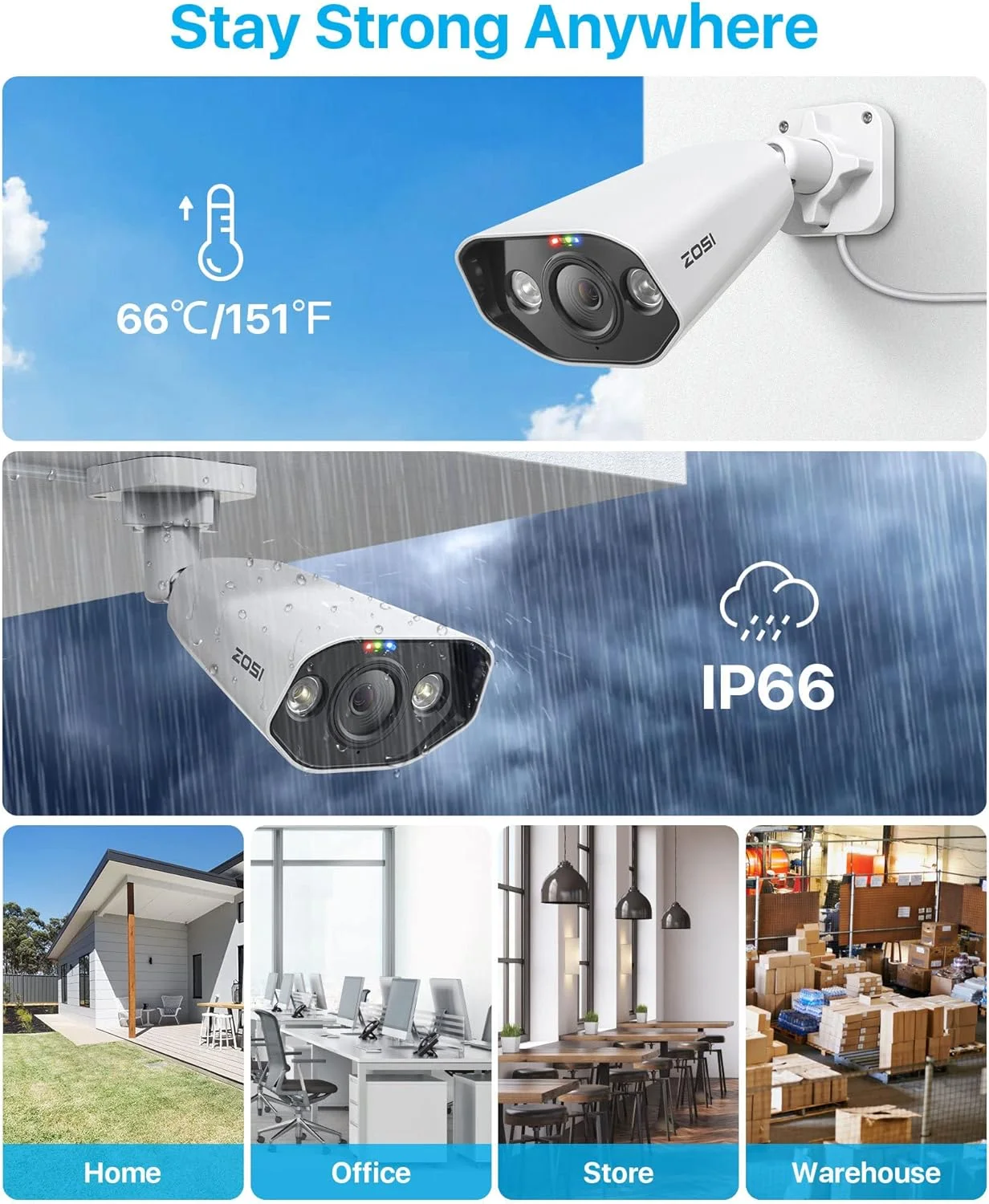 سیستم دوربین مداربسته امنیتی خانگی PoE با نورافکن ZOSI 8 کانال 4K، دستگاه ضبط NVR با 8 پورت 16 کانال 8 مگاپیکسل با هارد دیسک 2 ترابایتی، 4 عدد دوربین IP PoE 5 مگاپیکسلی فضای باز، تشخیص شخص و وسیله نقلیه، صدای دو طرفه، دید در شب، آلارم صدا، برای ضبط 24 ساعته