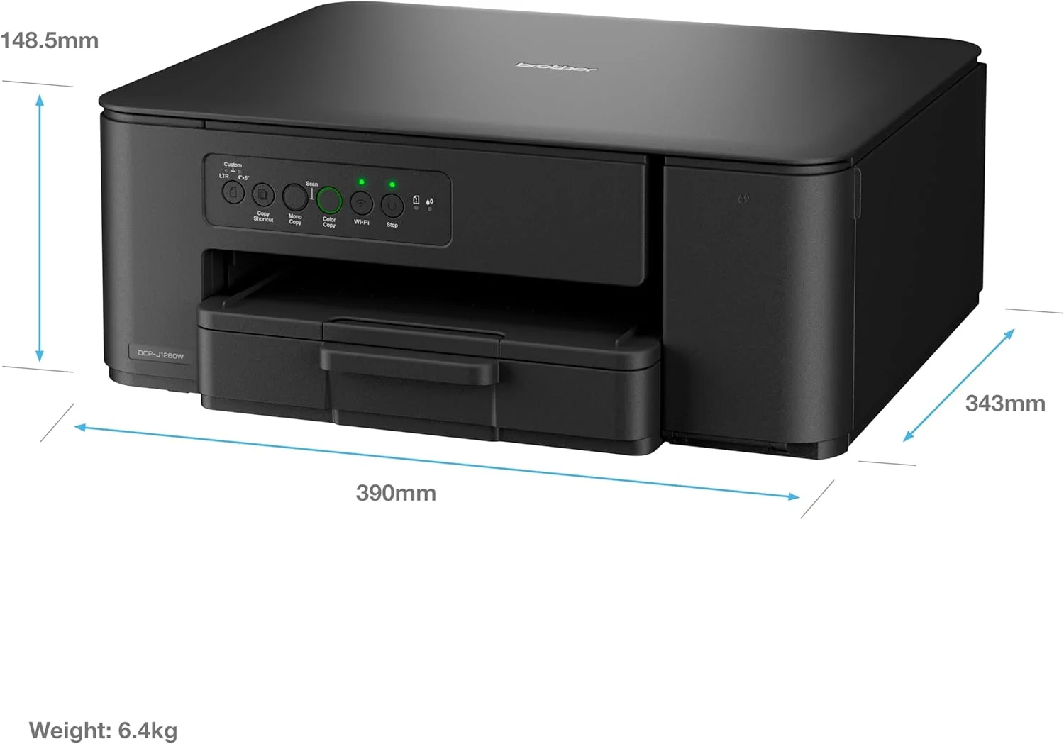 پرینتر جوهرافشان بی سیم A4 برادر مدل DCP-J1260W | همه کاره (پرینت/کپی/اسکن) | WiFi/USB 2.0 | A4 | چاپ دورو | عکس | شامل جوهر | دوشاخه UK
