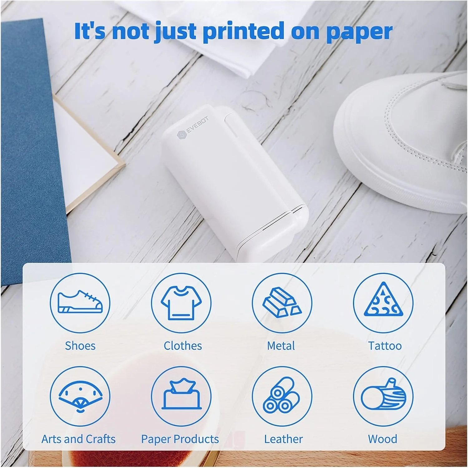 چاپگر جوهرافشان، چاپگر دستی قابل حمل PrintPods، چاپگر خالکوبی جوهرافشان مینی با کارتریج جوهر اتصال WiFi (تثبیت کننده پوشش)
