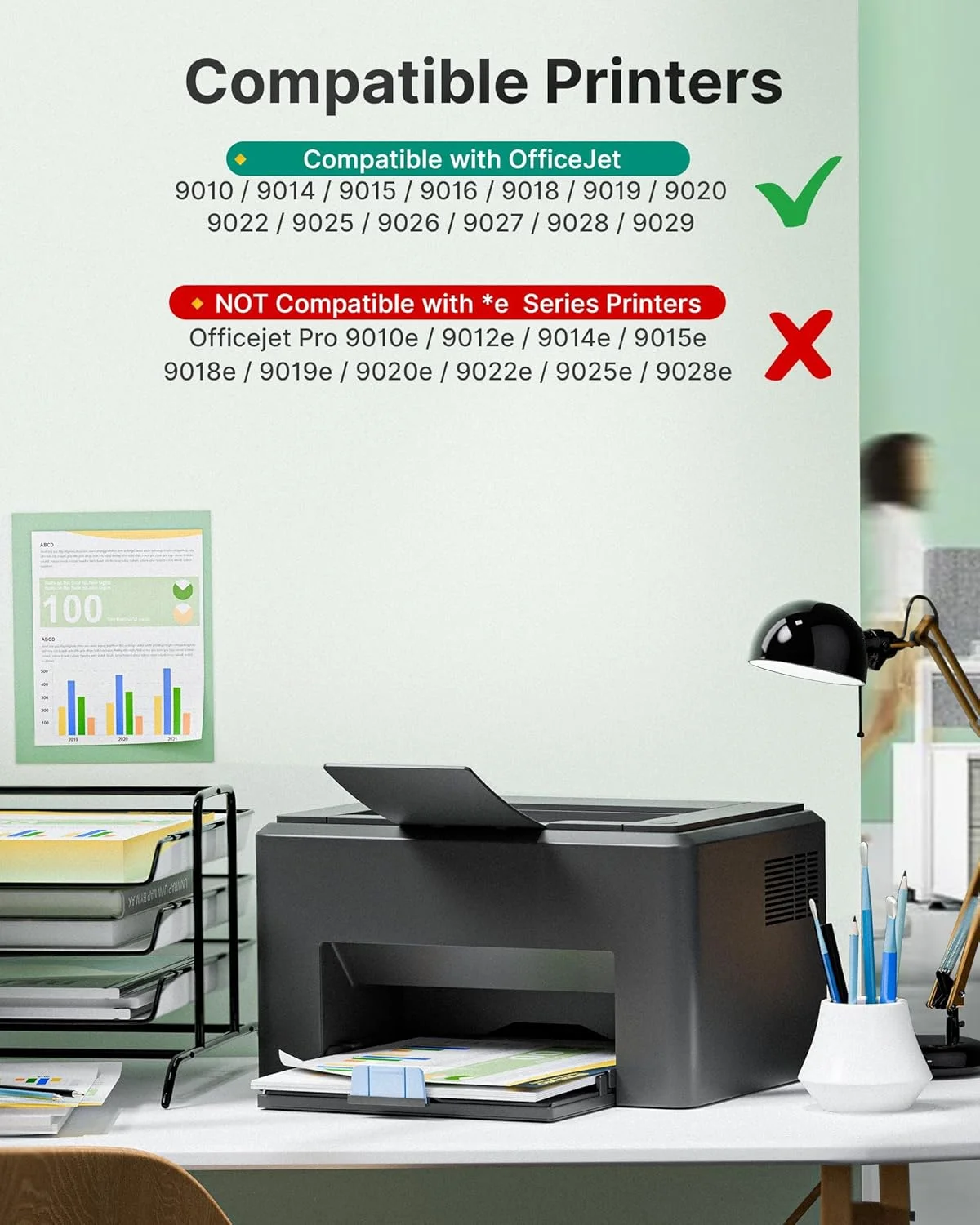 پرینتر شینگو 962 با صفحه نمایش، کپی و اسکن با چاپ سریع، مناسب برای خانه و محل کار، فقط با سیم - بسته 4 عددی