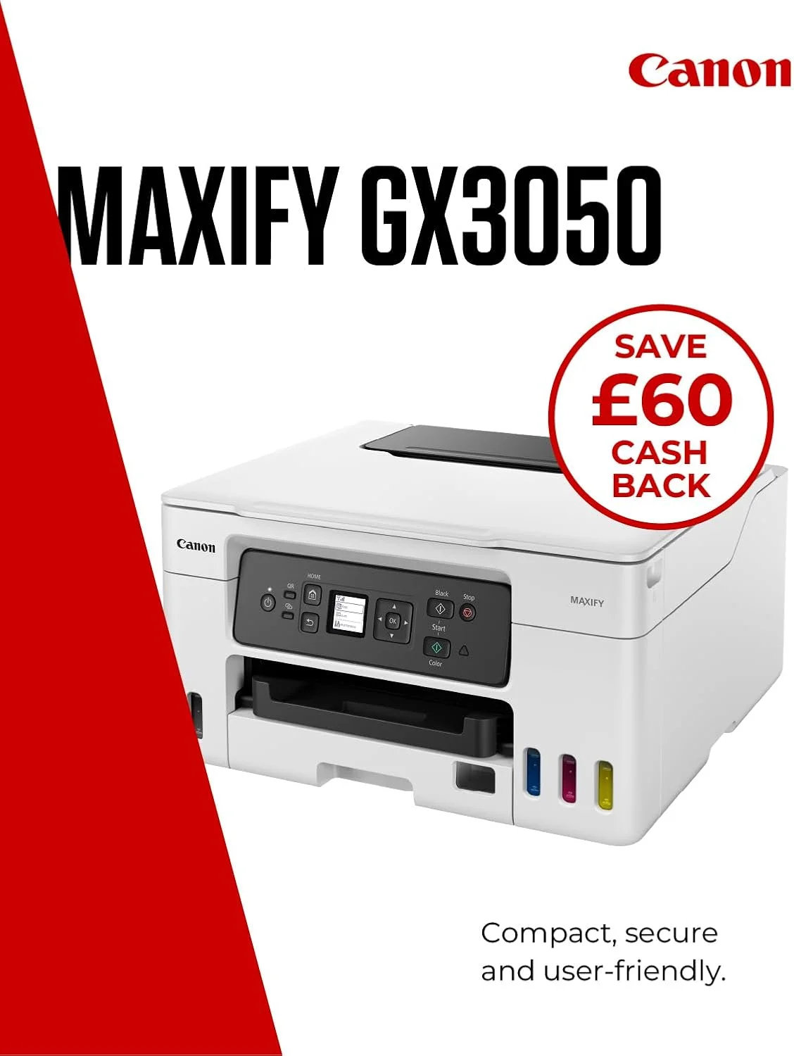 پرینتر جوهرافشان کانن MAXIFY GX3050 A4 با رزولوشن 600x1200 DPI و Wi-Fi (MAXIFY GX3050 A4 600X1200 WHT - 18IPM 1.35 LCD WI-FI PRNT/CPY/SC)