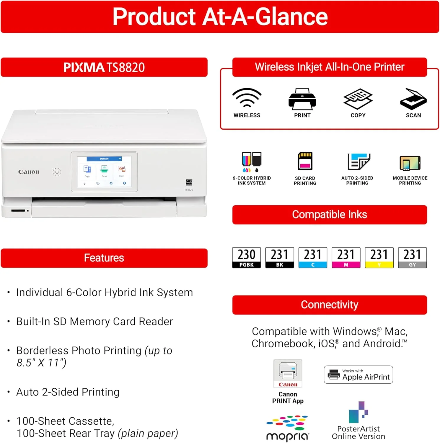 پرینتر چندکاره بی‌سیم کانن PIXMA TS8820 مناسب برای خانه