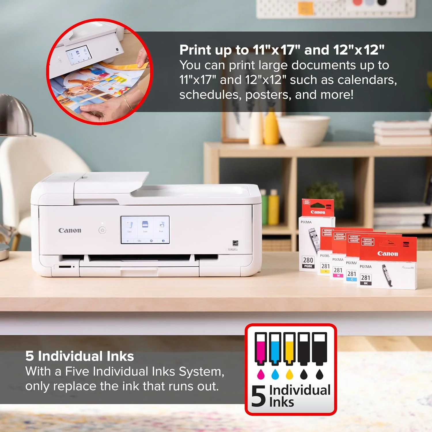 پرینتر جوهرافشان چندکاره بی‌سیم کانن مدل PIXMA TS9521Ca مناسب برای منزل