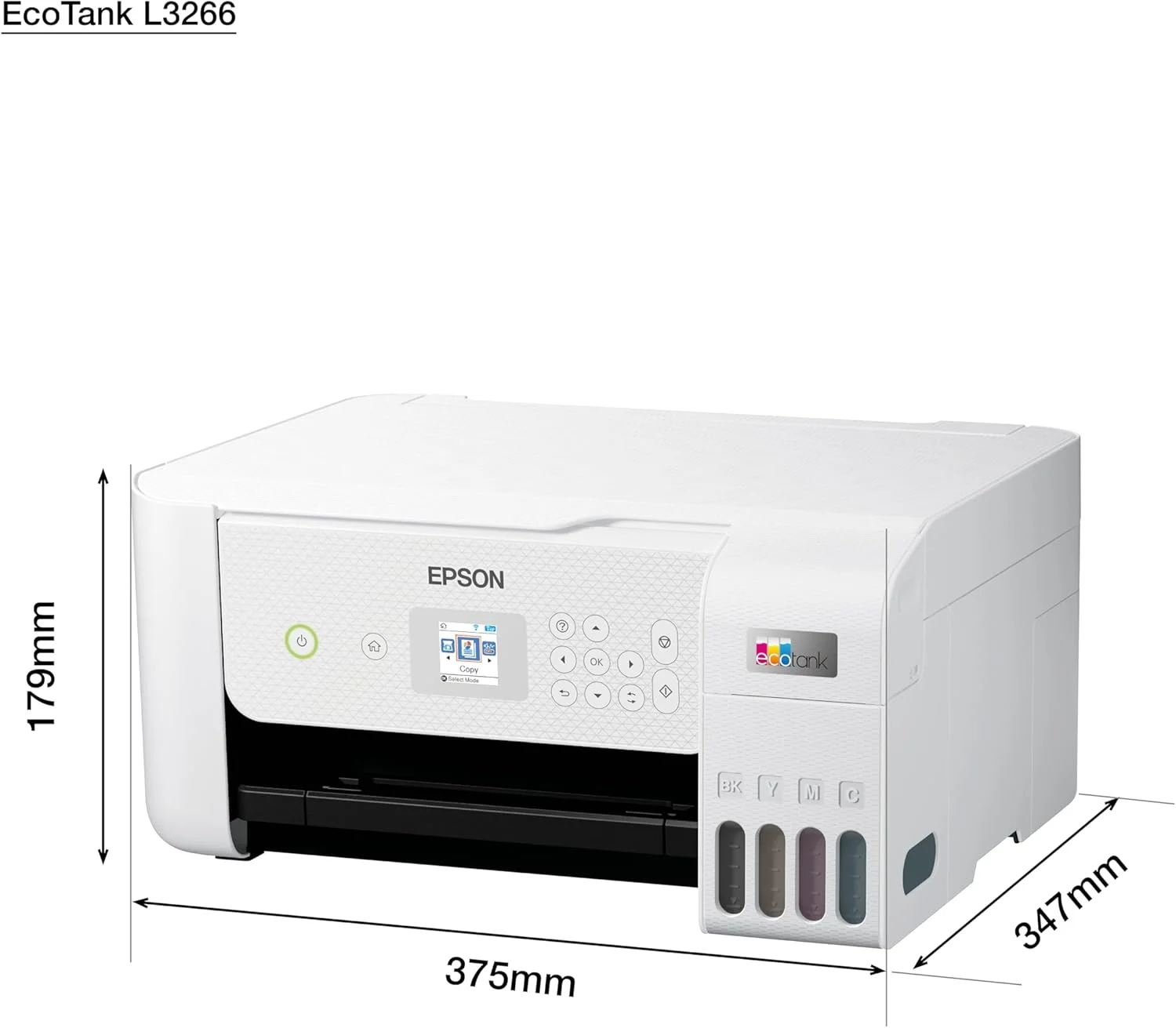 پرینتر مخزن جوهر خانگی EPSON EcoTank L3266 A4، رنگی، پرینتر 3 در 1 با اتصال WiFi و برنامه SmartPanel