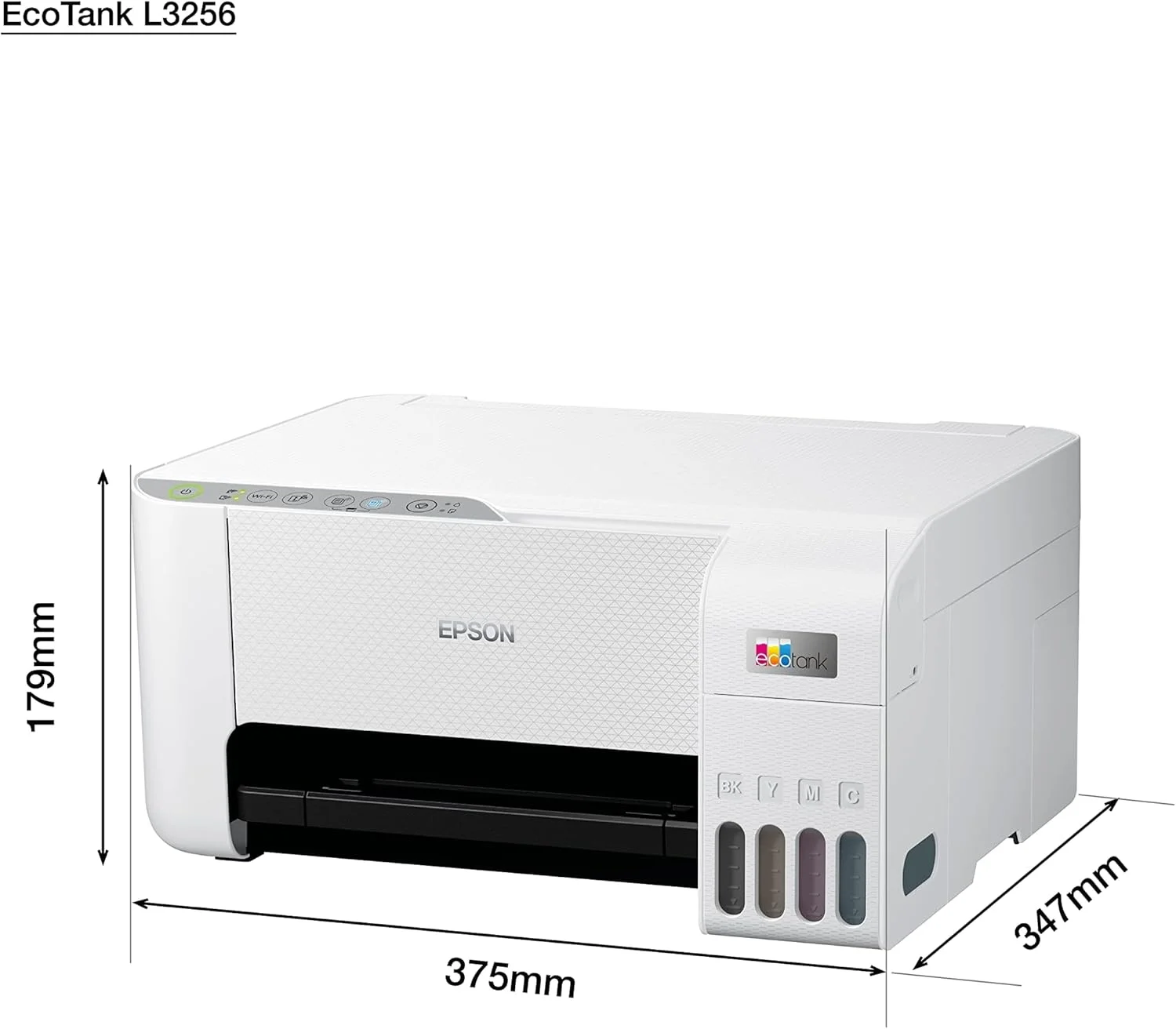 پرینتر مخزن جوهر خانگی اپسون EcoTank L3256 A4، رنگی، 3 در 1 با اتصال WiFi و برنامه SmartPanel، سفید، جمع و جور
