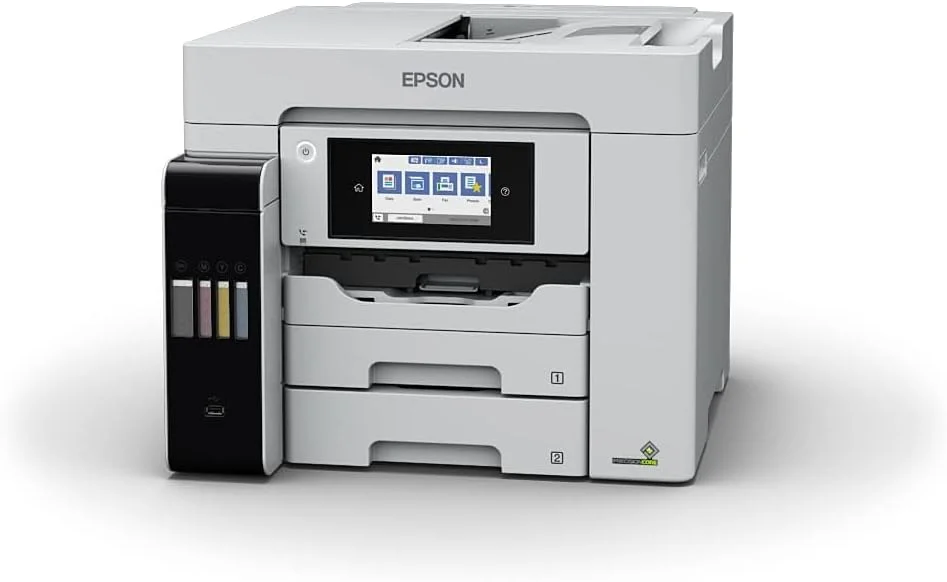 پرینتر مخزن جوهر رنگی 4 در 1 اپسون EcoTank L6580 مناسب دفتر کار، سایز A4 با قابلیت تغذیه خودکار اسناد (ADF)، اتصال Wi-Fi و Smart Panel و صفحه نمایش LCD، رنگ مشکی