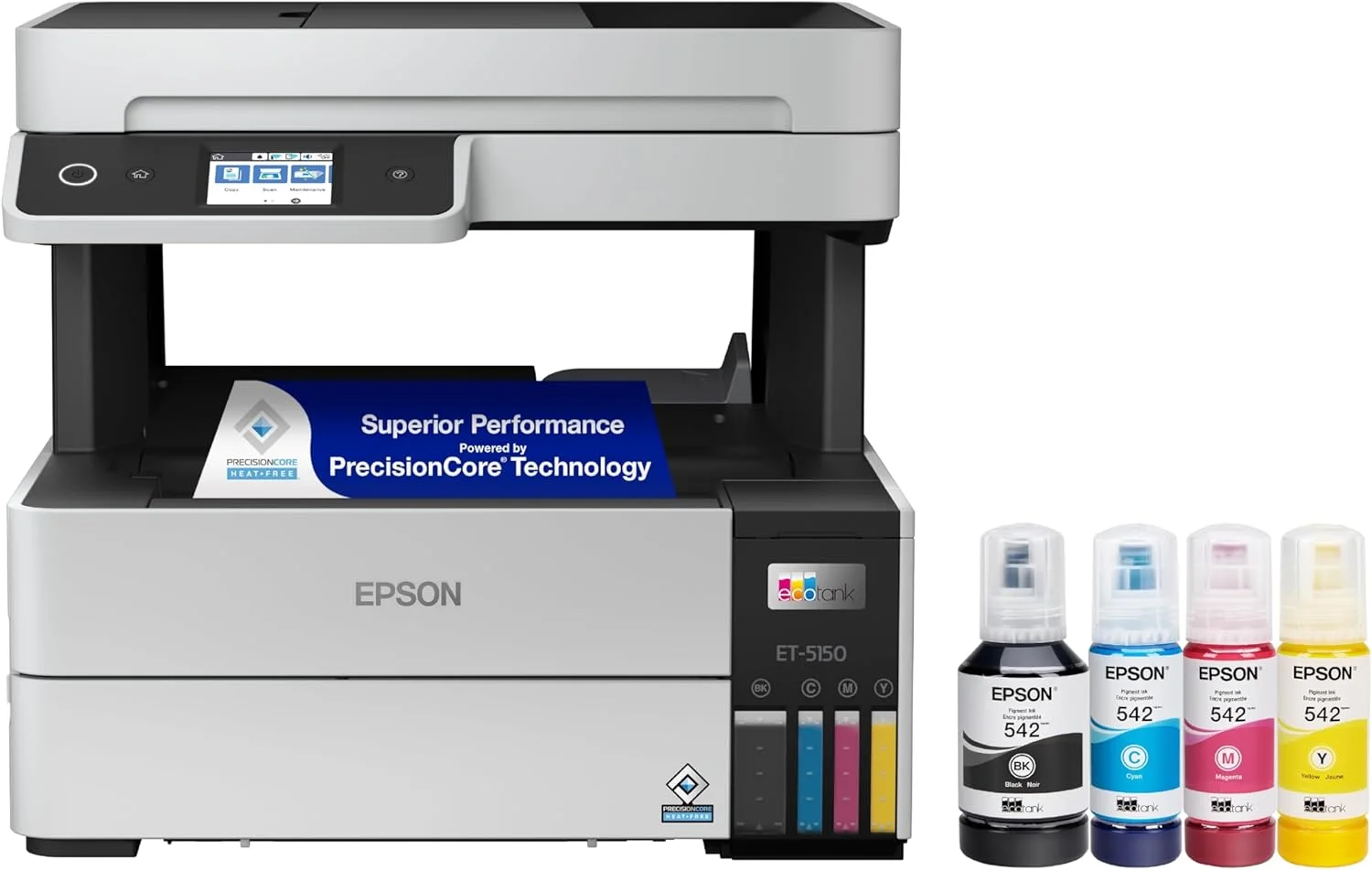 پرینتر جوهرافشان چندکاره رنگی اپسون EcoTank Pro ET-5150 با قابلیت اتصال بی‌سیم، اسکنر، کپی و تغذیه خودکار اسناد، بزرگ، سفید