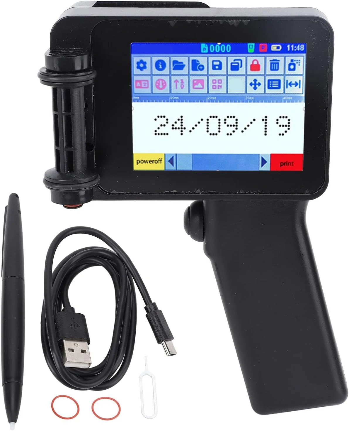چاپگر جوهر افشان دستی GOWENIC، مینی قابل حمل با صفحه لمسی HD LED 4.3 اینچی و پردازنده هوشمند 4 هسته ای، برای چاپ بارکد QR، متن و شماره روی چوب، پلاستیک و پارچه