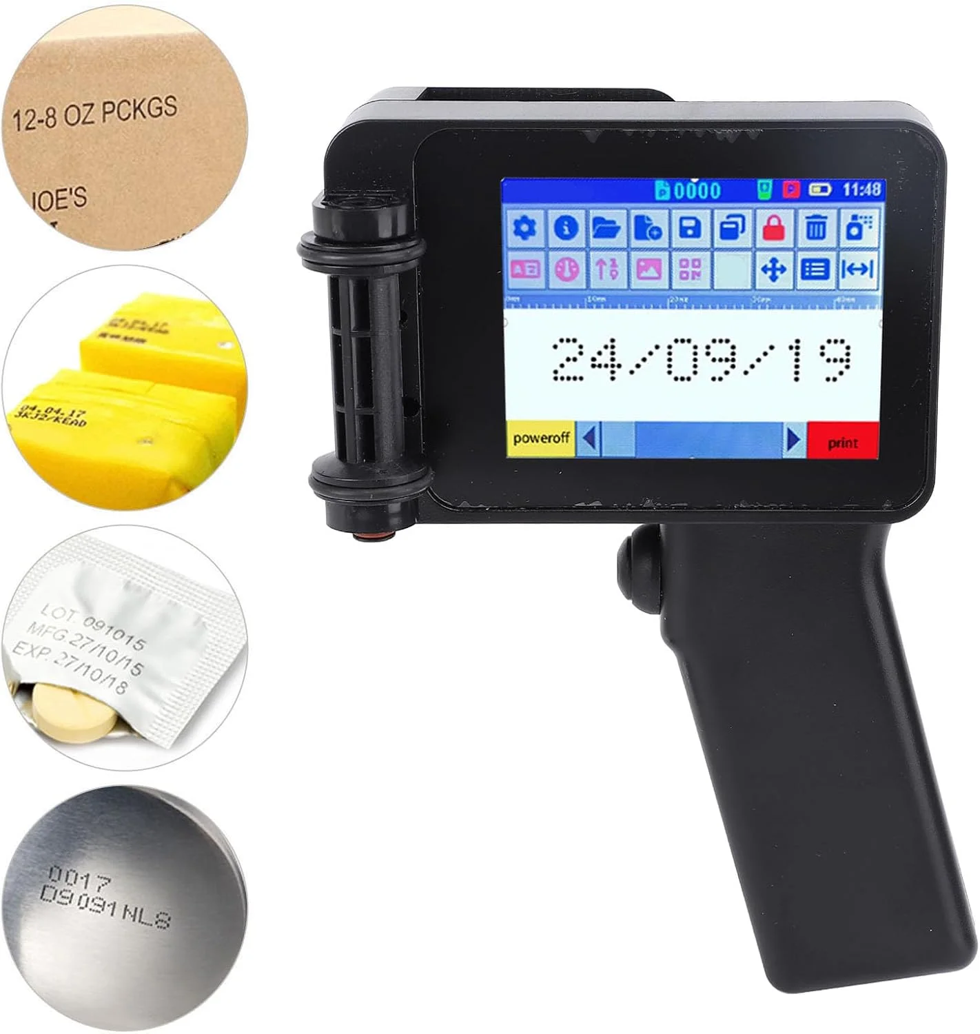 چاپگر جوهر افشان دستی GOWENIC، مینی قابل حمل با صفحه لمسی HD LED 4.3 اینچی و پردازنده هوشمند 4 هسته ای، برای چاپ بارکد QR، متن و شماره روی چوب، پلاستیک و پارچه