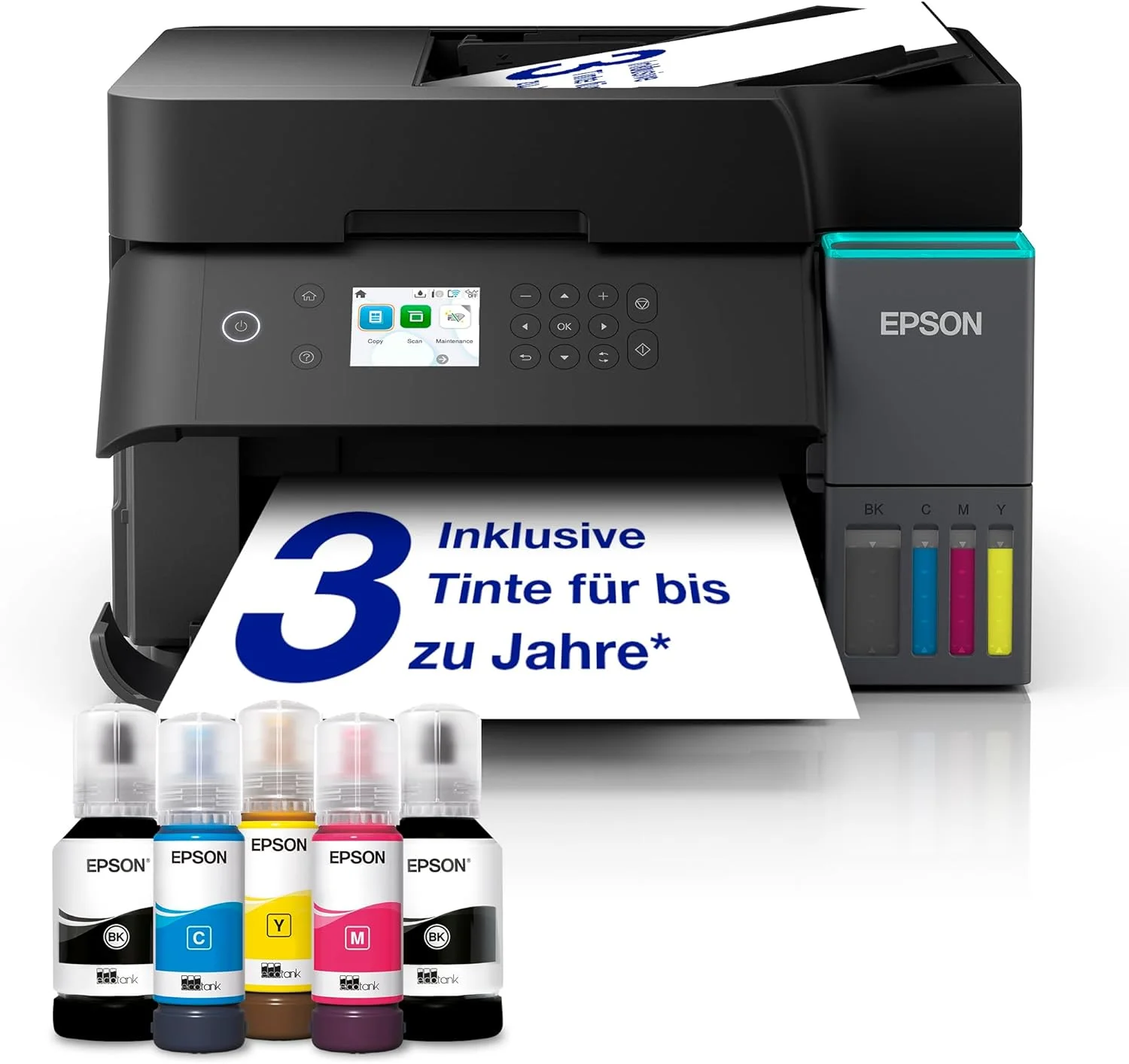 پرینتر چندکاره A4 EcoTank ET-3950 با مخزن جوهر، Wi-Fi و AirPrint، تغذیه کننده خودکار اسناد، چاپ دورو، اسکن و کپی، شامل جوهر تا 3 سال