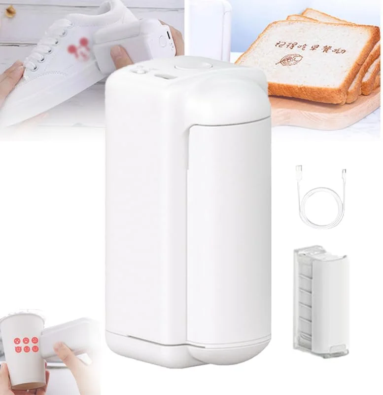 چاپگر دستی کوچک، عملکرد از طریق اپلیکیشن WiFi (طرح های سفارشی)، رزولوشن: 300dpi، عرض: 26mm، قابل استفاده 5000 بار + پشتیبانی از چند زبان، برای لوگو، حروف، شکلک، الگو، سفید