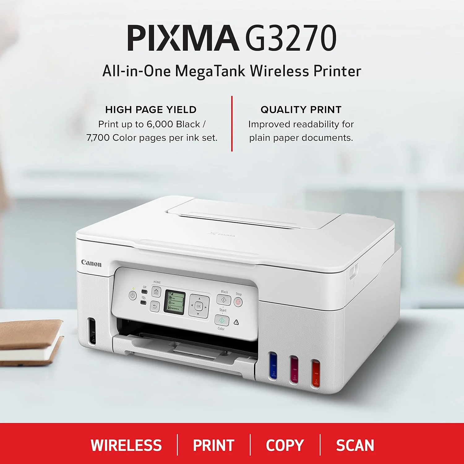 پرینتر چندکاره بی سیم مگاتانک کانن PIXMA G3270 WH