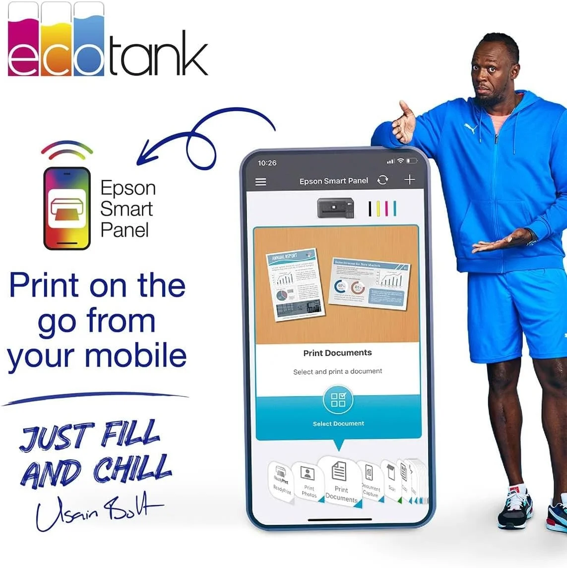 پرینتر مخزن جوهر چندکاره اپسون EcoTank ET-2860 A4 با قابلیت اتصال Wi-Fi، همراه با جوهر تا 3 سال
