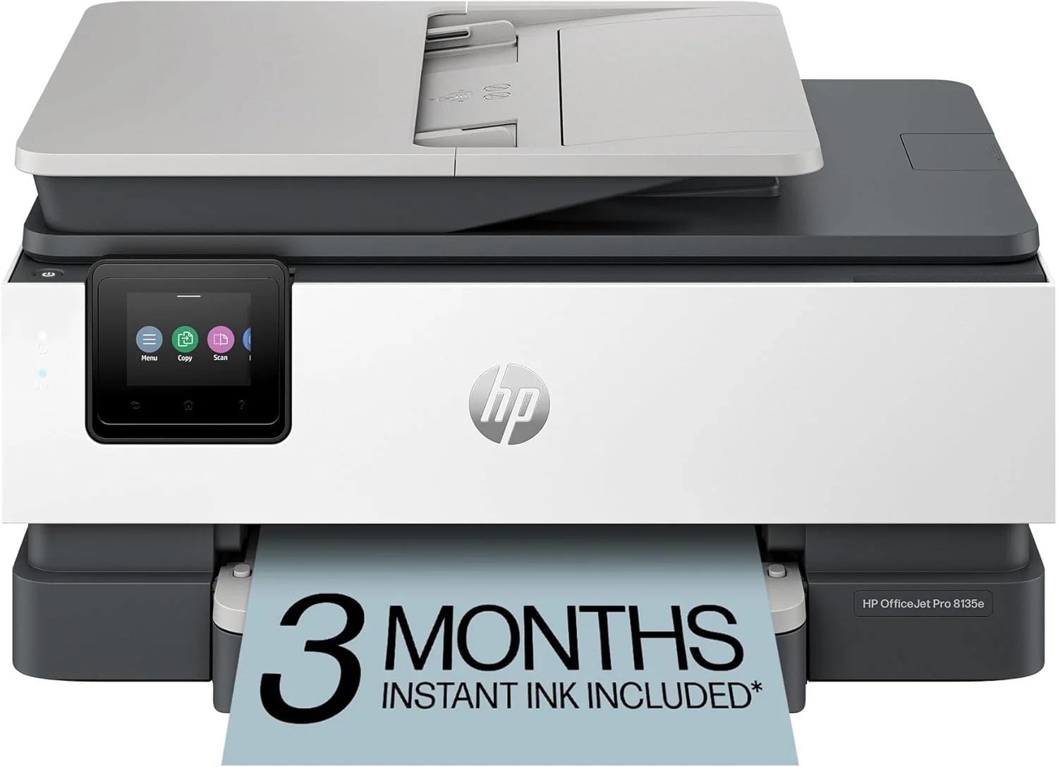 پرینتر جوهرافشان رنگی چندکاره بی‌سیم HP OfficeJet Pro 8135e، چاپ، اسکن، کپی، فکس، ADF، چاپ دورو، مناسب برای دفتر کار خانگی، شامل 3 ماه جوهر