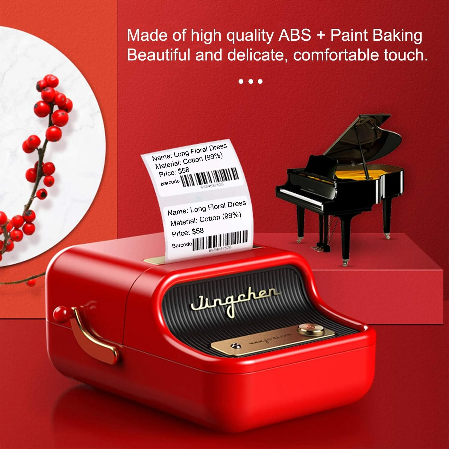 چاپگر لیبل Alisashop، چاپگر حرارتی بی سیم قابل حمل با قابلیت تشخیص RFID، مناسب برای سوپرمارکت، پوشاک، جواهرات، خرده فروشی، برچسب زدن خانگی، بارکد، قیمت و چاپ نام