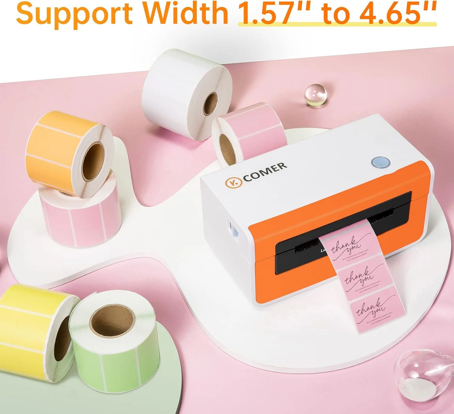 چاپگر حرارتی مستقیم برچسب حمل و نقل K COMER CX418 با سرعت بالا 150 میلی‌متر بر ثانیه، سایز 4x6، با نصب آسان تک کلیکی روی ویندوز/مک، سازگار با آمازون، eBay، Shopify، FedEx، USPS، Etsy، نارنجی