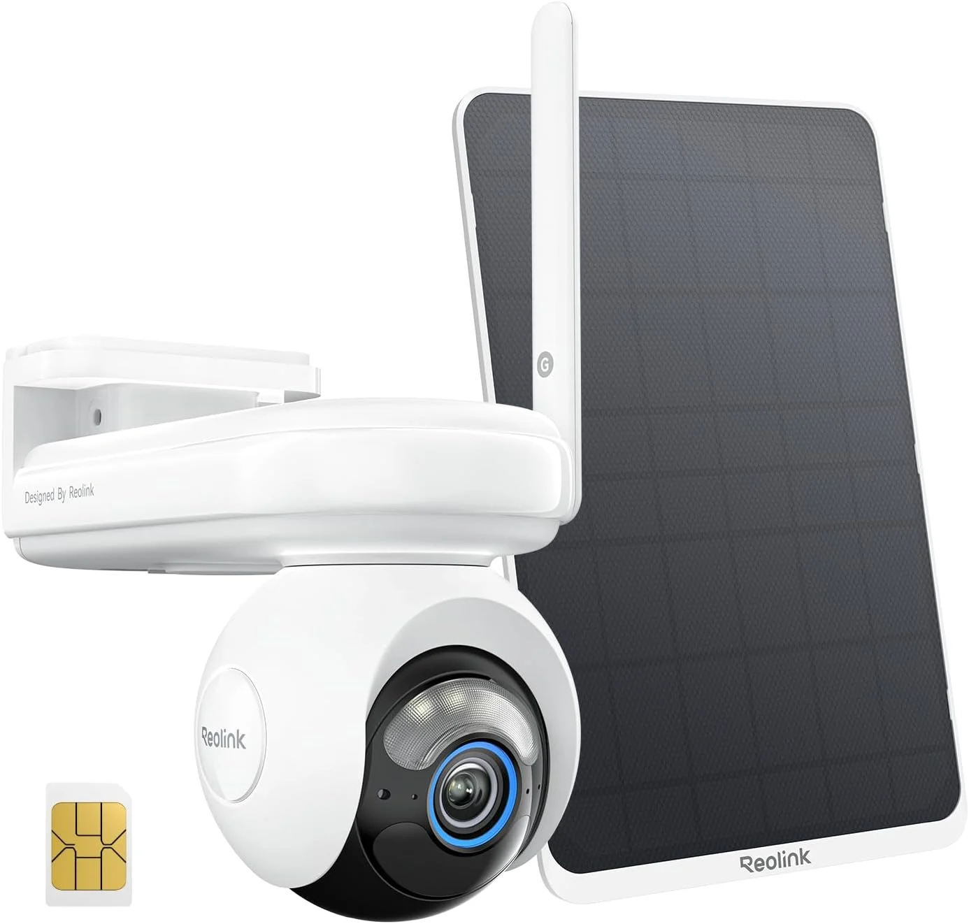 دوربین سیم کارت خور 4G چرخشی 360 درجه 2K Reolink مناسب فضای باز با پنل خورشیدی 12 واتی، باتری 20000 میلی آمپر، دید در شب رنگی 4 مگاپیکسلی، تشخیص انسان/خودرو/حیوان، ردیابی خودکار، 24/7، مدل Altas Go PT