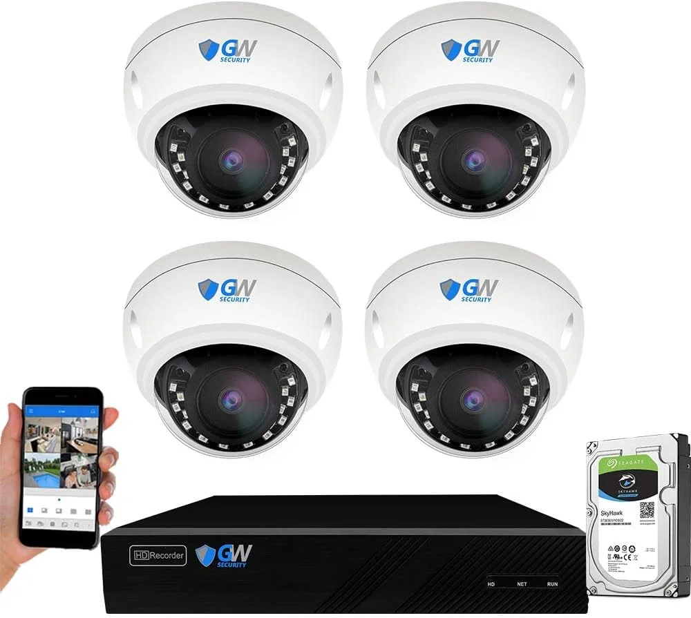 سیستم دوربین مداربسته 8 کانال 4K NVR با تشخیص انسان و وسیله نقلیه 8 مگاپیکسل با دید در شب و روز 24/7 با 4 دوربین دام 4K 2160P با میکروفون PoE ضد آب و هوا برای فضای باز/داخلی