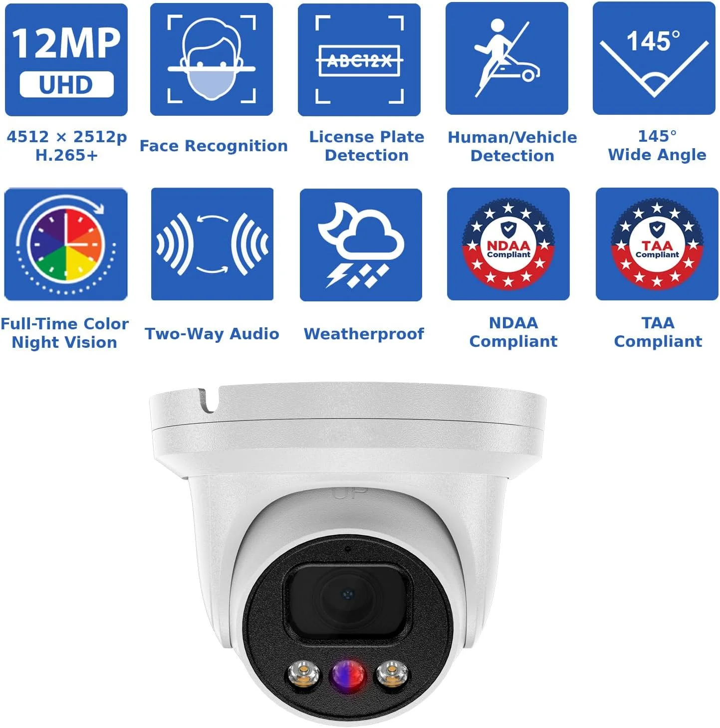 سیستم دوربین مداربسته تحت شبکه 16 کانال GW Security UltraHD 12MP (4512x2512) با قابلیت تشخیص چهره/انسان/خودرو PoE به همراه 8 دوربین دام 6K 12MP دید در شب رنگی ضد آب با صدای دو طرفه