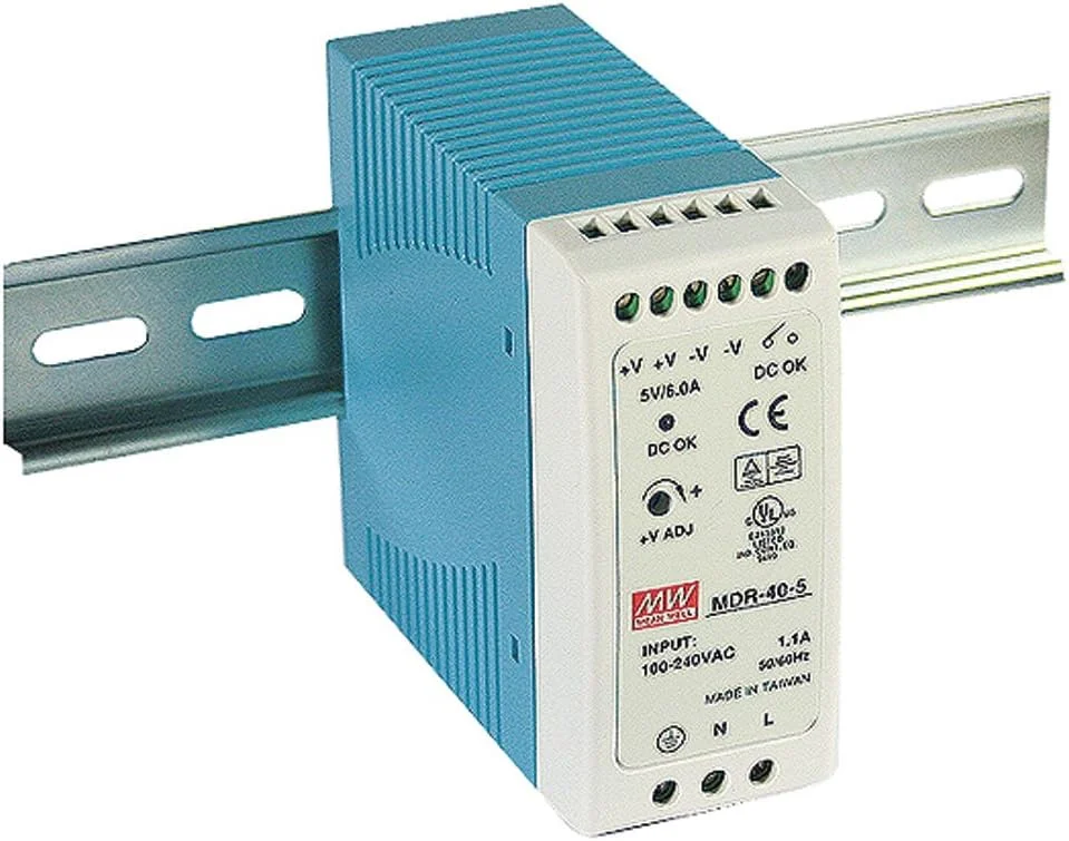 منبع تغذیه ریلی DIN مدل MEAN WELL MDR-40-12، تبدیل AC به DC، ولتاژ 12 ولت، 3.33 آمپر، 40 وات