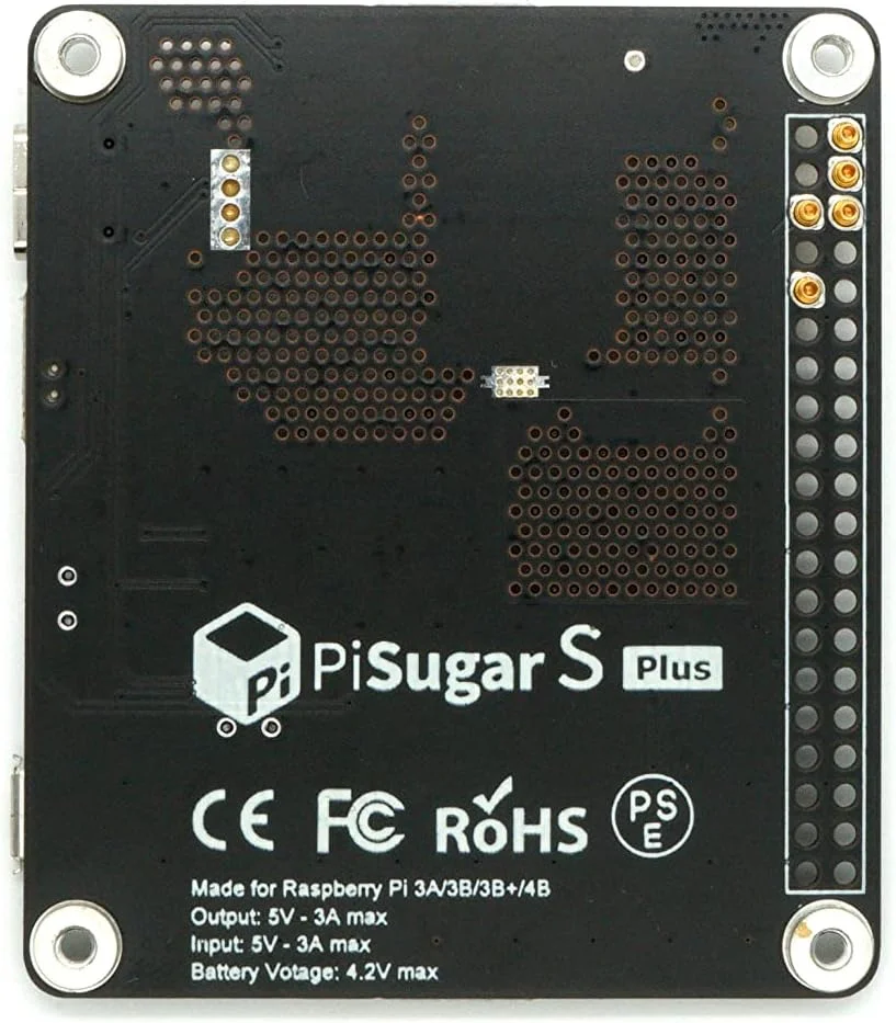 ماژول منبع تغذیه باتری لیتیومی قابل حمل PiSugar S Plus با ظرفیت 5000 میلی آمپر ساعت برای تمامی مدل های رزبری پای 3B/3B+/4B (بدون رزبری پای)