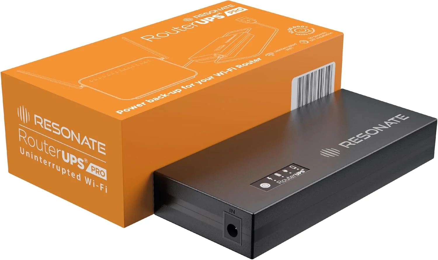 منبع تغذیه پشتیبان روتر Resonate RouterUPS® Pro (۱۰۰٪ پشتیبان اضافی) | منبع تغذیه کوچک UPS با ظرفیت ۱۰۴۰۰ میلی آمپر ساعت برای روتر و مودم وای فای ۱۲ ولت (پشتیبانی تا ۳ آمپر) | تا ۸ ساعت با نشانگر چند LED | سازگار با Jio Fiber و Airtel Xstream