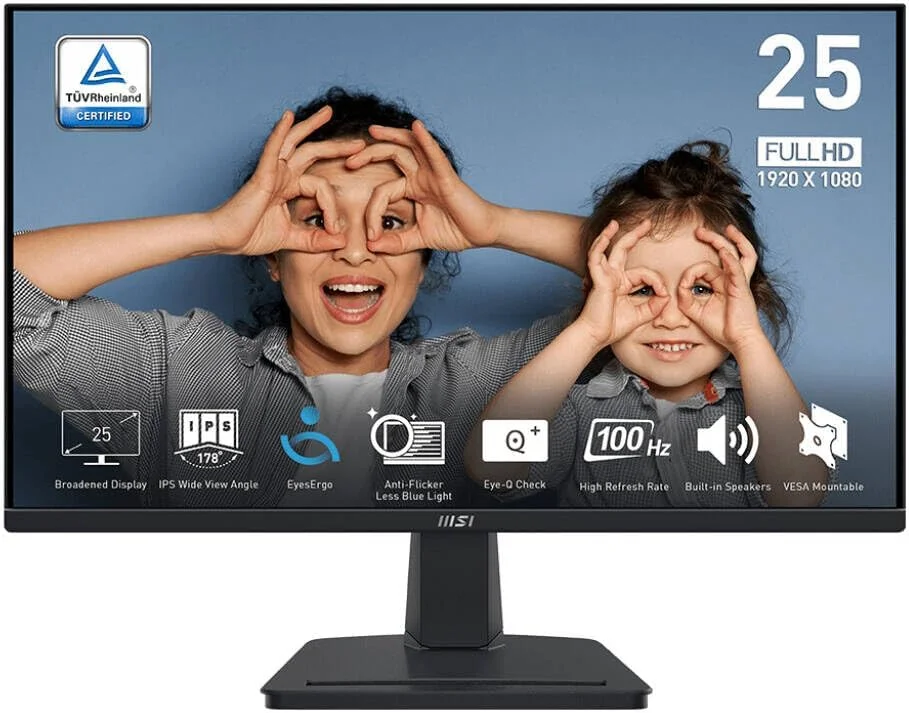 مانیتور بهره وری تجاری MSI PRO MP251 FHD: رزولوشن 1920x1080، نرخ تازه سازی 100 هرتز، ضد تابش نور، 1x HDMI، 1x D-Sub، پورت های صوتی، برای PC، Mac، PS5، PS4، Xbox، موبایل - مشکی - تصویر 2 مانیتور بهره وری تجاری MSI PRO MP251 FHD: رزولوشن 1920x1080، نرخ تازه سازی 100 هرتز، ضد تابش نور، 1x HDMI، 1x D-Sub، پورت های صوتی، برای PC، Mac، PS5، PS4، Xbox، موبایل - مشکی - تصویر 2