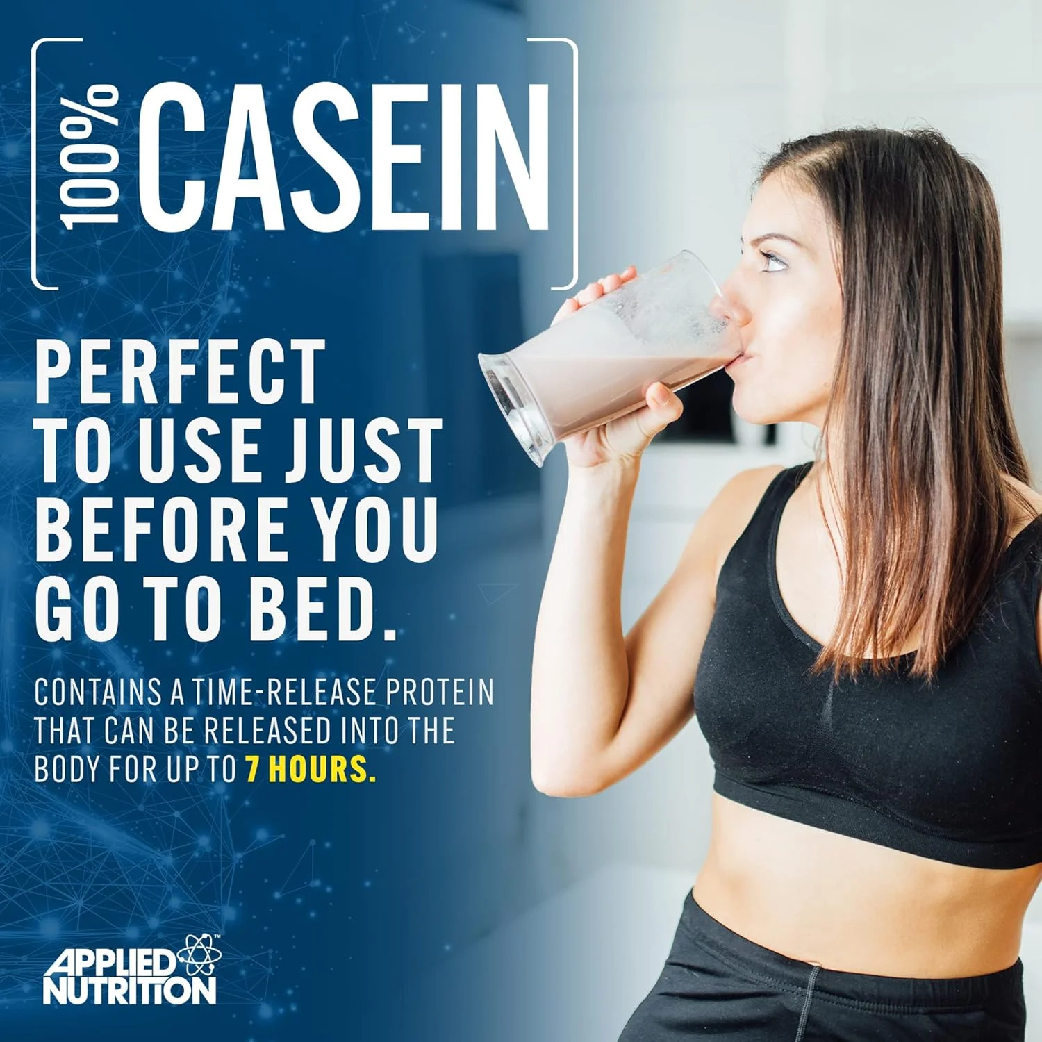 پودر پروتئین کازئین Applied Nutrition - مکمل کازئین میسلار، پروتئین با رهش آهسته (1.8 کیلوگرم - 60 سروینگ) (کرم توت فرنگی)