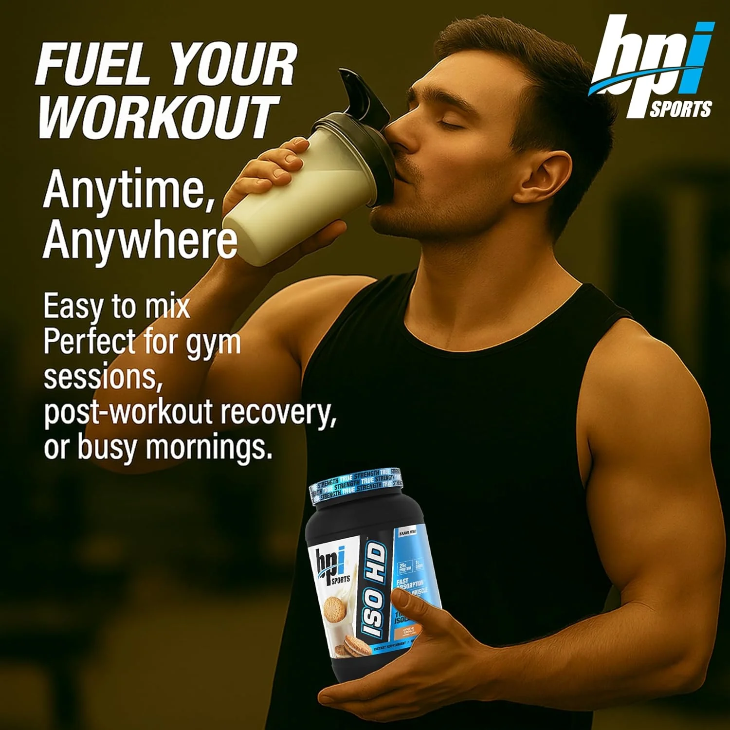 پروتئین وی ایزوله BPI Sports Iso Hd – 100% – رشد عضلات، ریکاوری، کاهش وزن، جایگزین وعده غذایی – بدون شکر، کم کربوهیدرات، کم کالری – برای آقایان و بانوان – وانیلی کوکی، 726 گرم