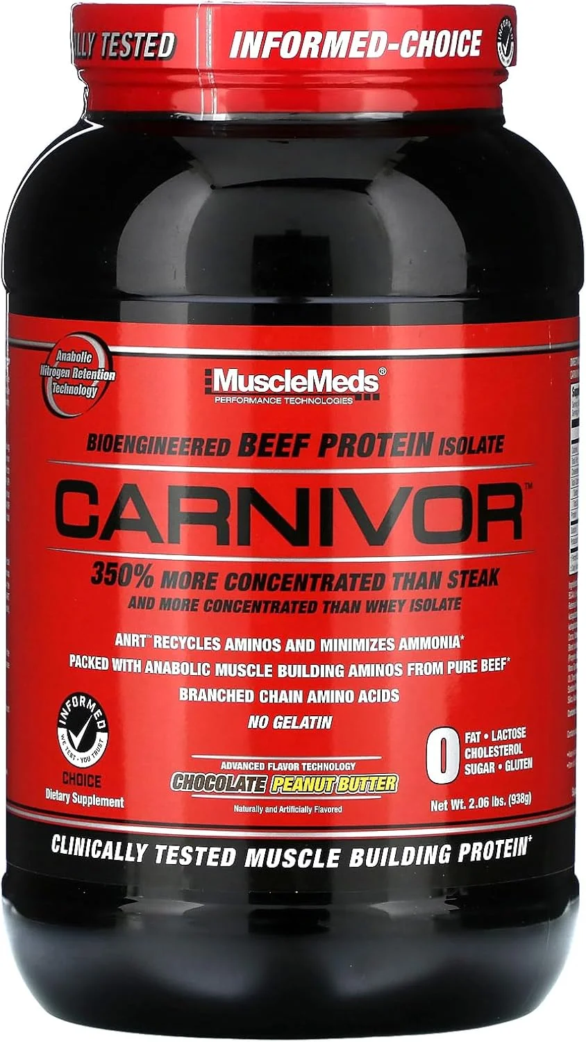 پودر پروتئین ایزوله گوشت گاو کارنیور MuscleMeds با طعم شکلات و کره بادام زمینی، 28 سروینگ
