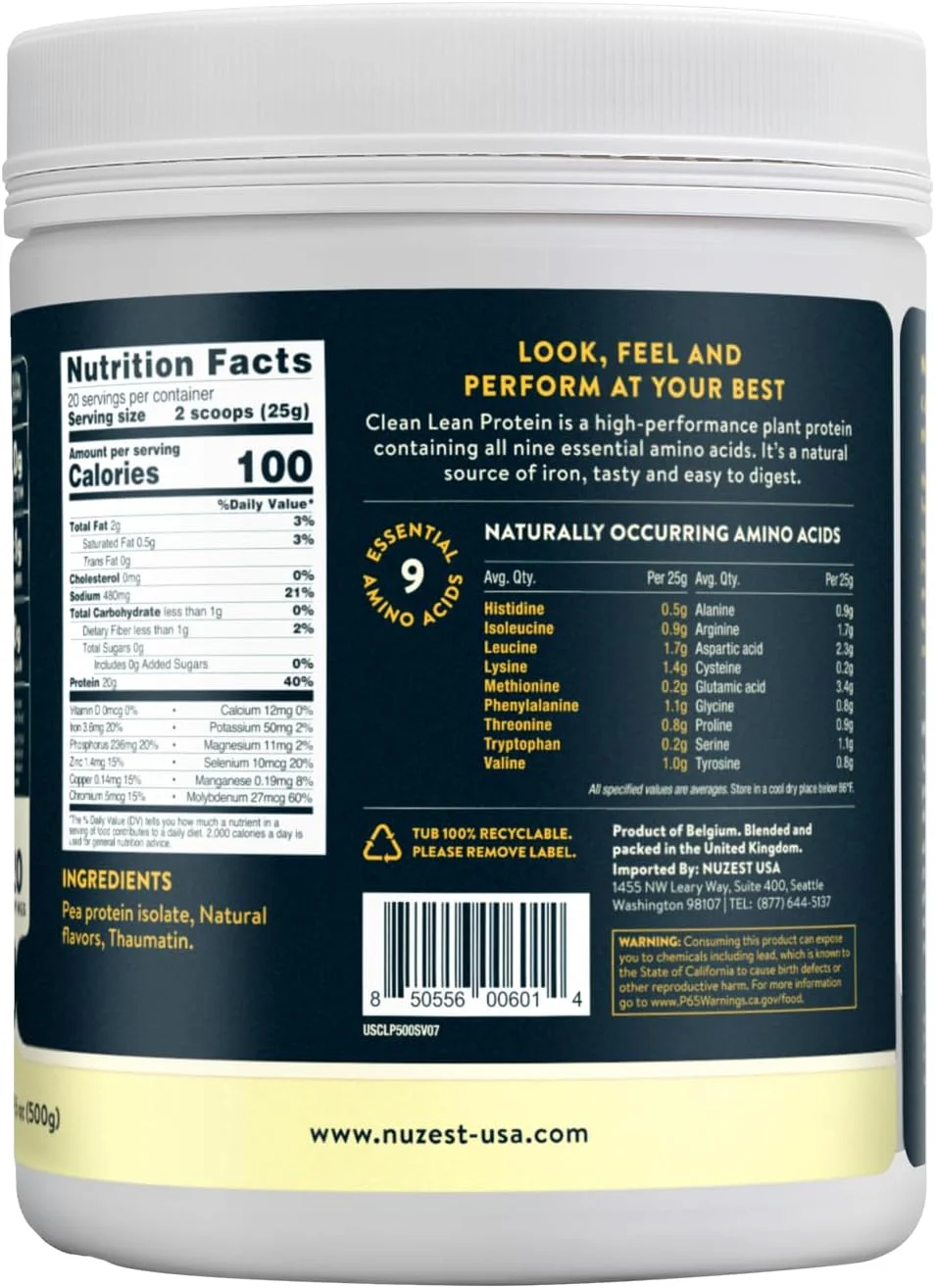 Nuzest - پروتئین خالص بدون چربی با طعم وانیل ملایم 17.6 اونس 159292
