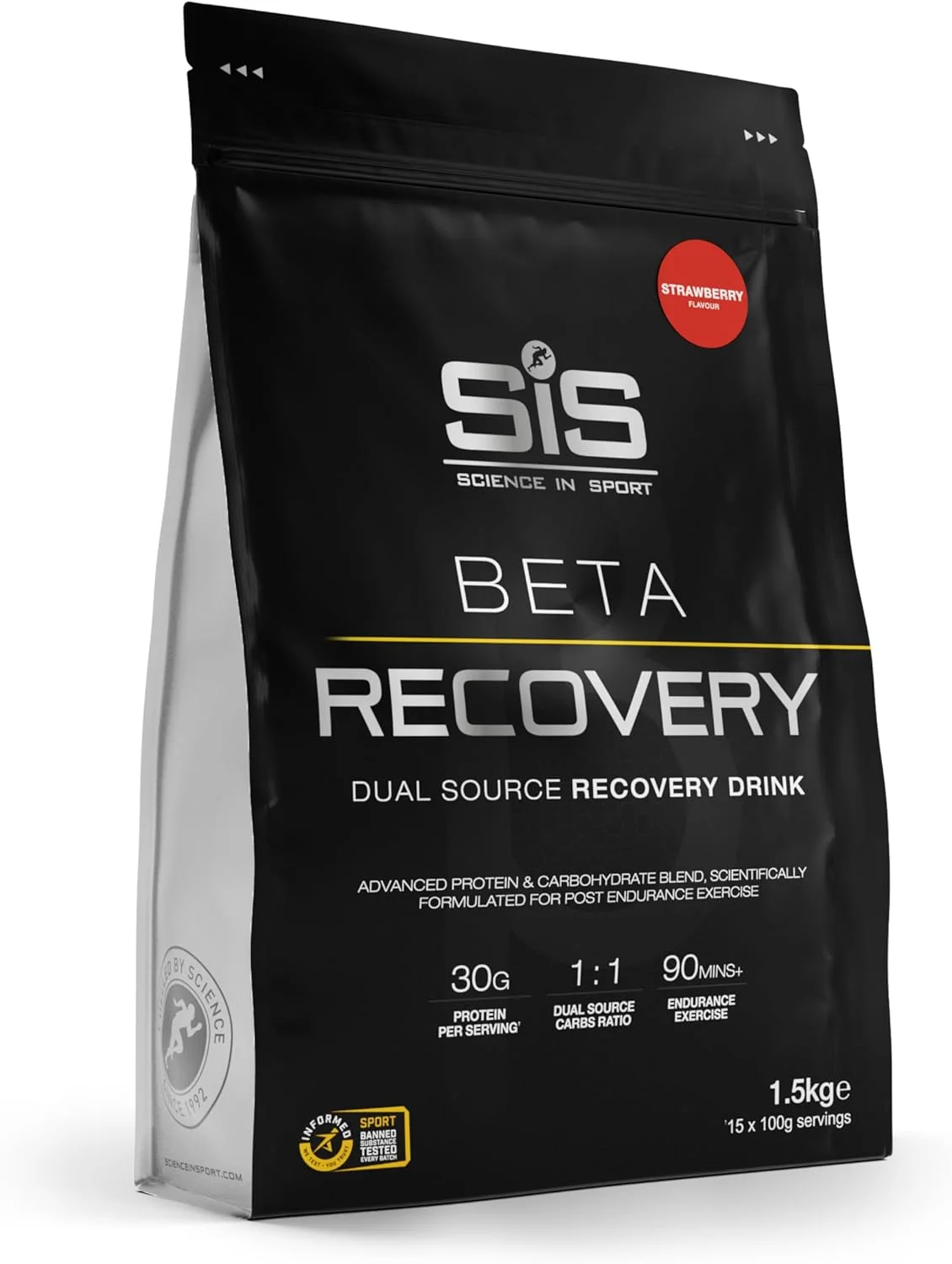 نوشیدنی ریکاوری بعد از تمرین Science In Sport Beta | ۳۰ گرم پروتئین | ۶۰ گرم کربوهیدرات | ۳ گرم لوسین | ریکاوری بعد از تمرین | نوشیدنی ریکاوری پروتئین و کربوهیدرات با منبع دوگانه | طعم توت فرنگی | ۱۵ سروینگ | ۱.۵ کیلوگرم