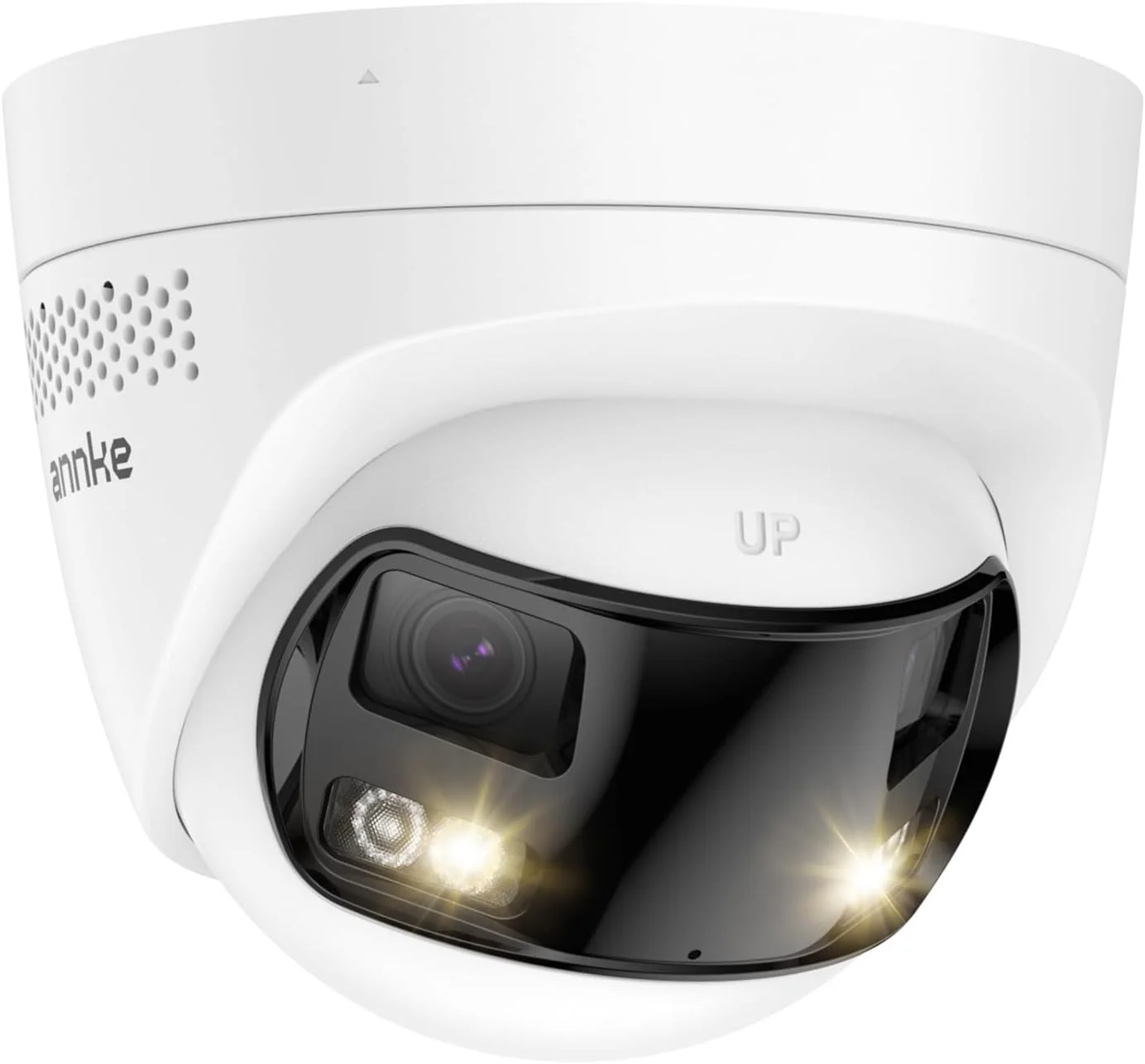 دوربین مداربسته امنیتی 4K Ultra HD PoE ANNKE مناسب فضای باز با لنز دوگانه و میدان دید 180 درجه، دوربین نظارتی 8 مگاپیکسلی IP با قابلیت دید در شب رنگی، تشخیص شخص/وسیله نقلیه، مکالمه دو طرفه، دارای اسلات کارت SD