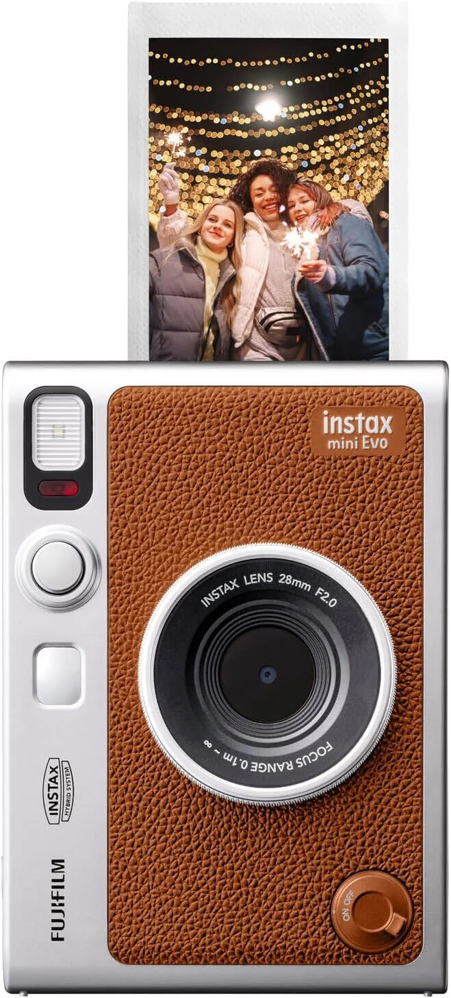 دوربین فوری فوجی فیلم Instax Mini Evo Hybrid، CMOS 1/5 اینچی، فیلتر رنگ اصلی، 10 لنز x 10 گزینه افکت فیلم، آینه سلفی داخلی، سبک آنالوگ، چاپ عکس های فوری، 600DPI، قهوه ای | 16812534