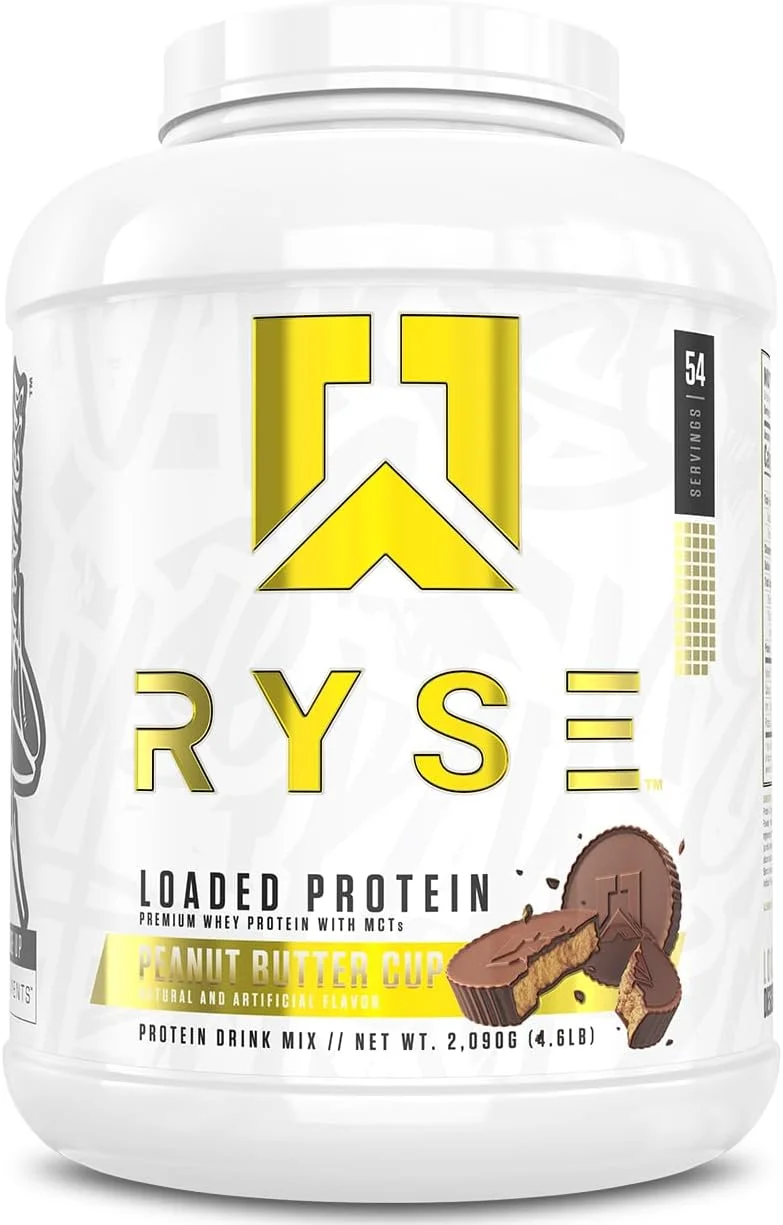 پروتئین وی لودد RYSE Up Supplements، (شکلات کره بادام زمینی، 54 سروینگ)، پروتئین وی ممتاز، 25 گرم پروتئین، وی ایزوله، فیبر پری‌بیوتیک، MCTs، هضم آسان