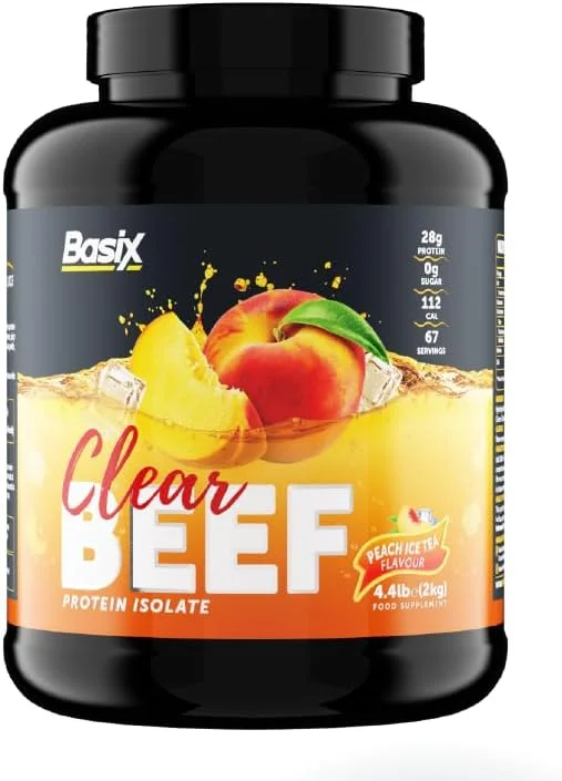 پروتئین ایزوله گوشت گاو شفاف با طعم چای سرد هلو باسیکس - 2 کیلوگرم