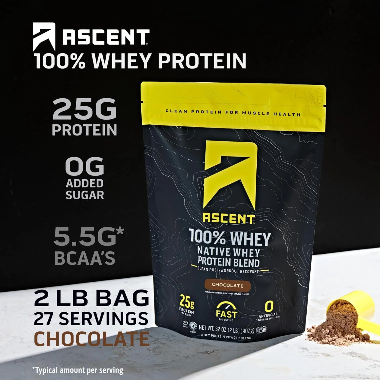 پودر پروتئین وی Ascent - ترکیب سوخت بومی شکلاتی 2 پوند