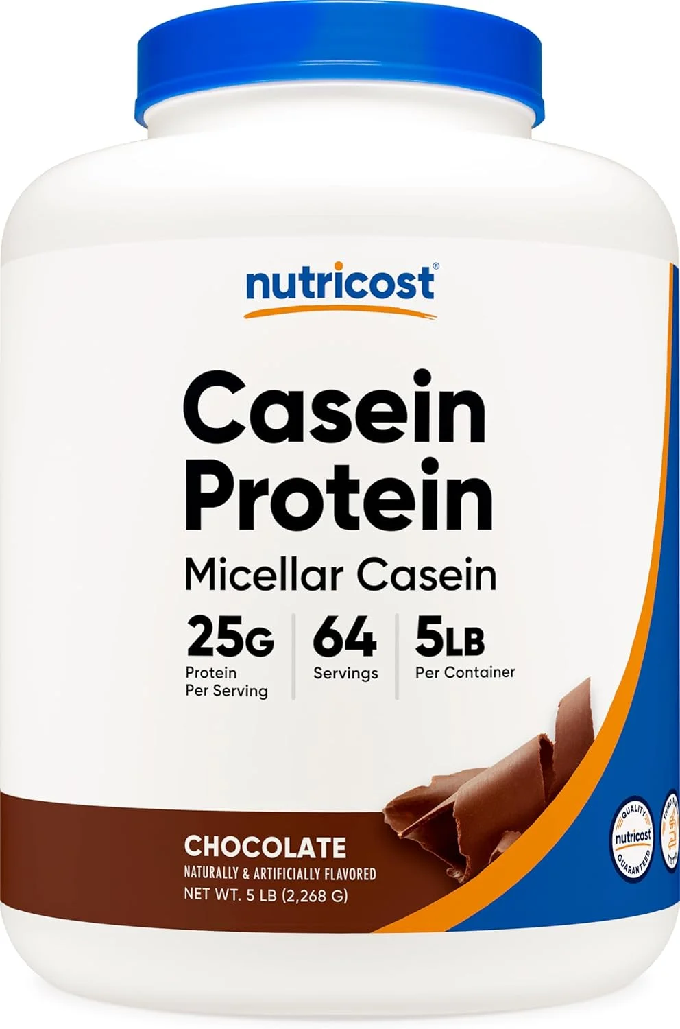 پودر پروتئین کازئین Nutricost - کازئین میسلار، بدون گلوتن، غیر تراریخته (2.26 کیلوگرم، شکلاتی)