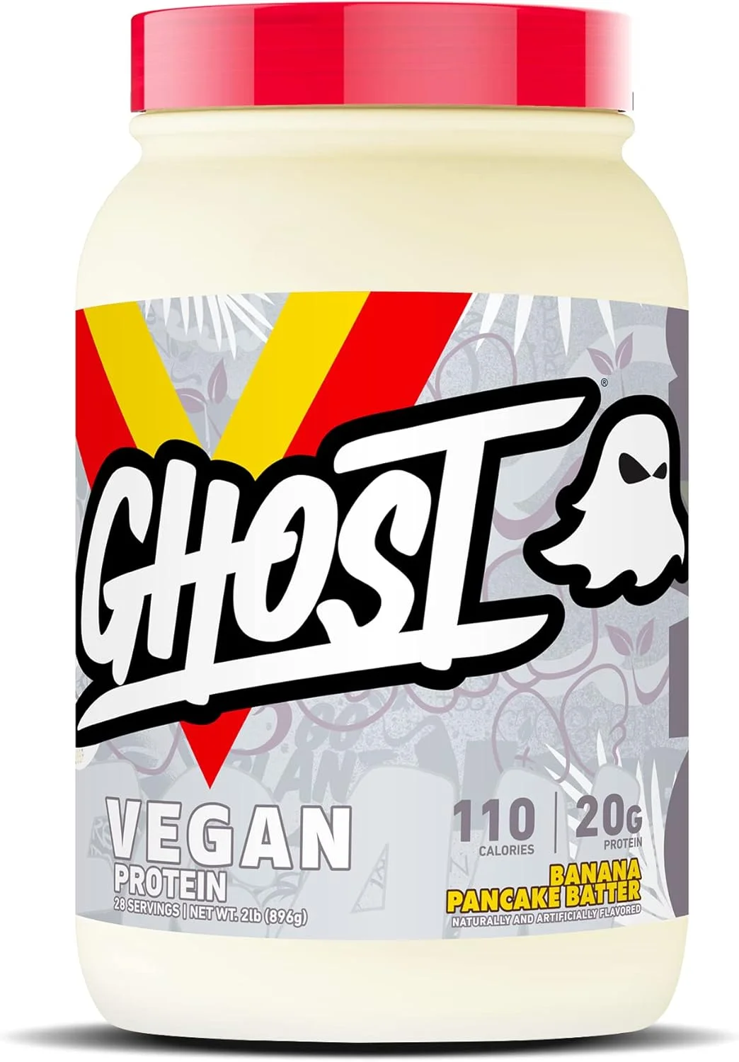 پودر پروتئین گیاهی GHOST، طعم خمیر پنکیک موز - 900 گرم، 20 گرم پروتئین - پروتئین نخود و کدو تنبل ارگانیک گیاهی - مناسب برای بعد از تمرین و شیک های تغذیه، اسموتی ها و پخت و پز - بدون سویا و گلوتن