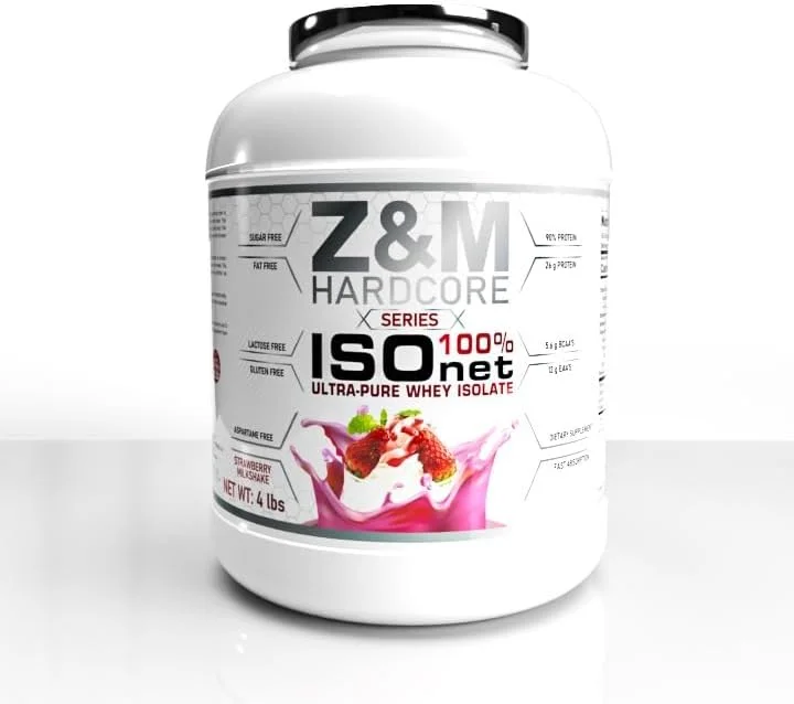 پروتئین وی ایزوله Z&M هاردکور با طعم میلک شیک توت فرنگی